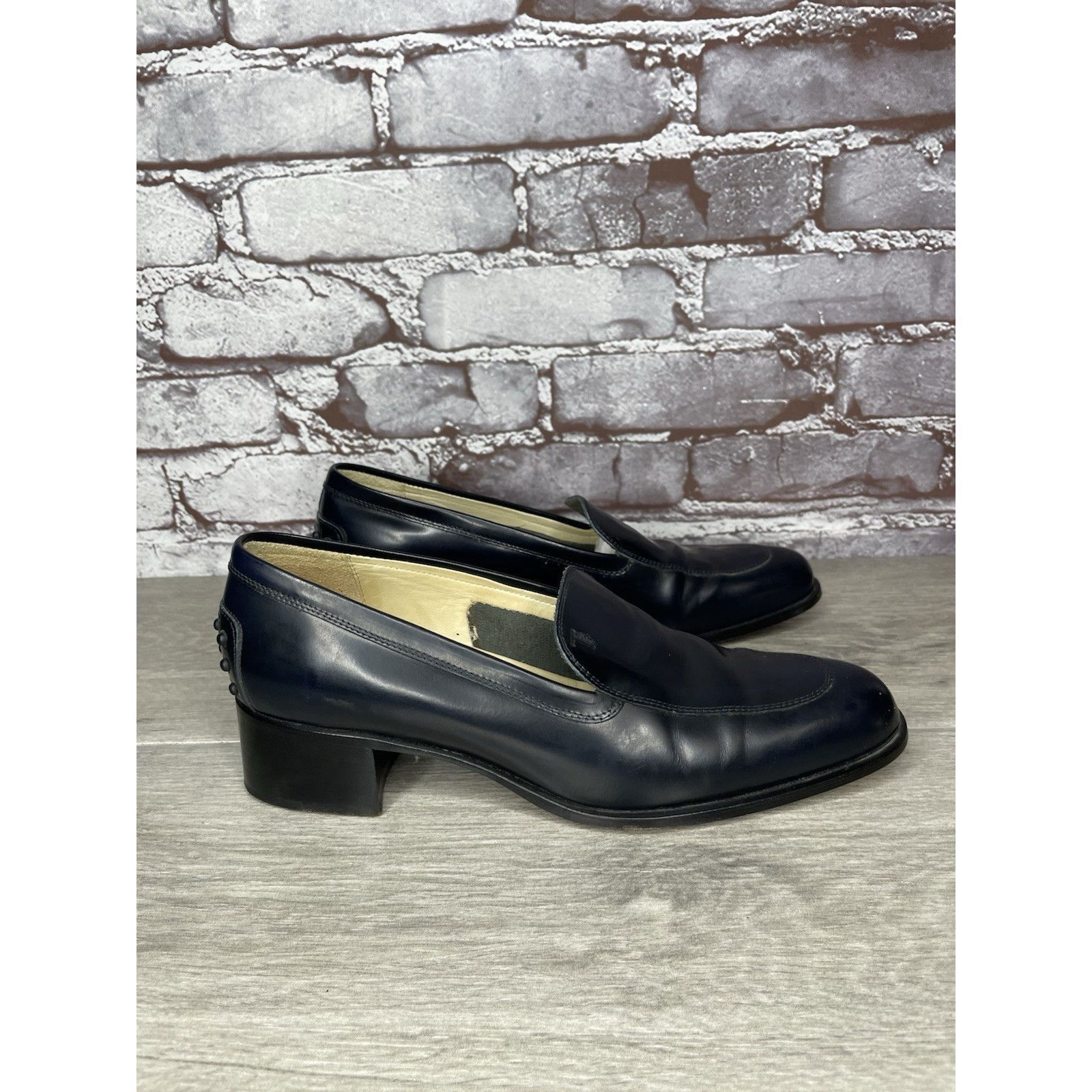 Tod's TOD'S Navy Blue Leather Heeled Slip On VTG Loafer Pumps Shoe Size US 7.5 / IT 37.5 - 11 Thumbnail