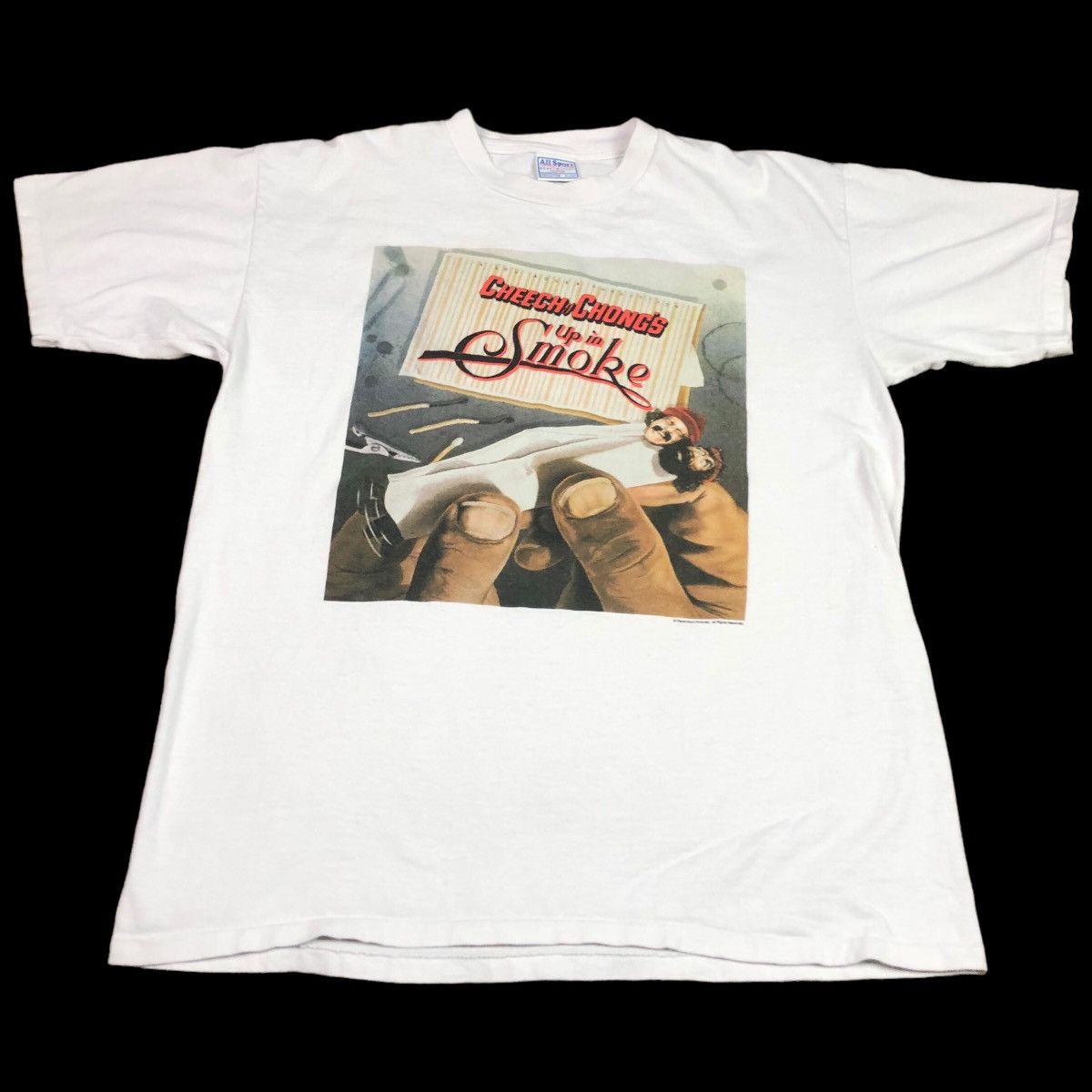 image of Tee Shirt x Vintage 90's Allsport Cheech And Ching Up In Smoke Shirt Xl, Men's
