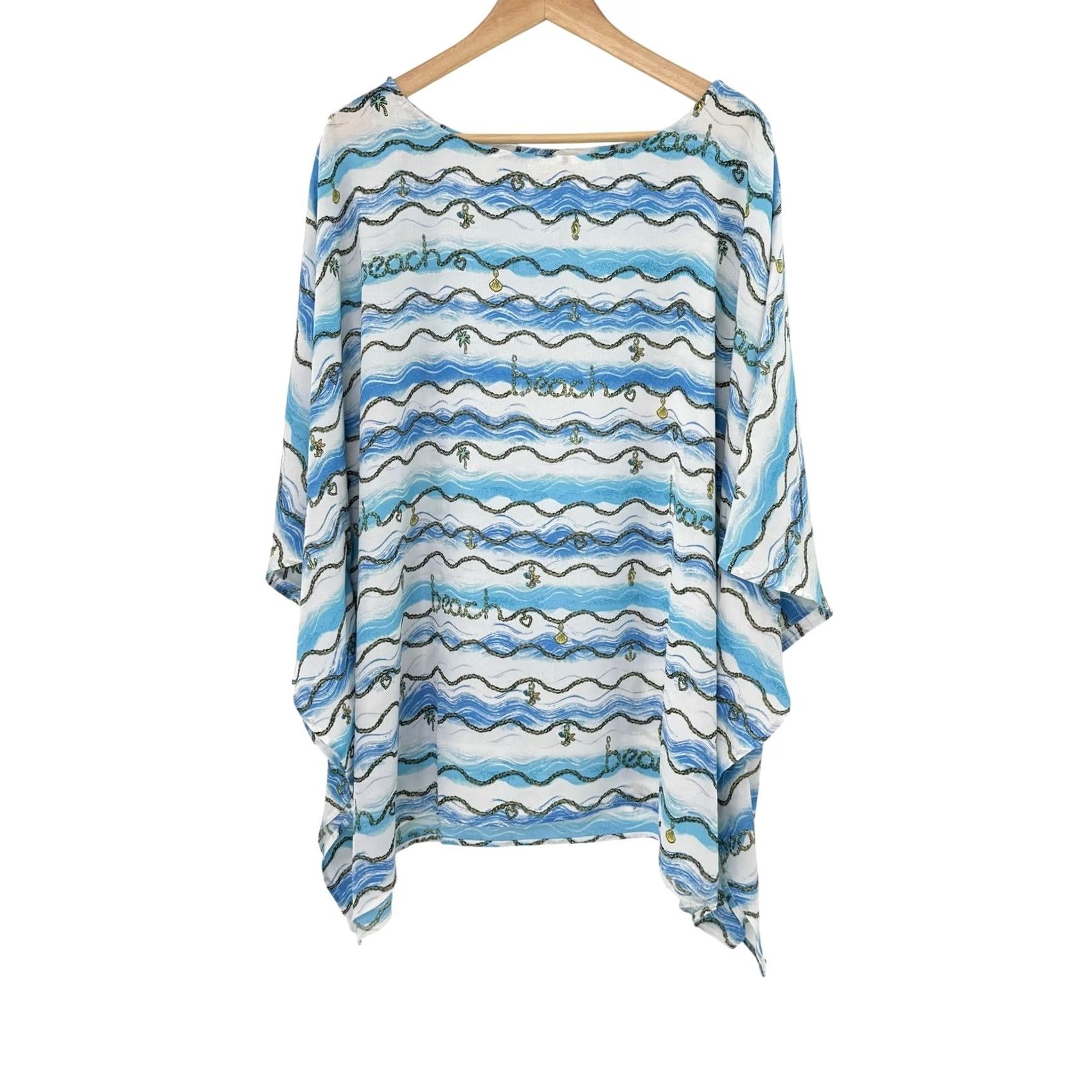 Quacker Factory Quacker Factory Plus Size Beach Print Swim Cover Up Top Size XXL / US 16-18 / IT 52-54 - 2 Thumbnail