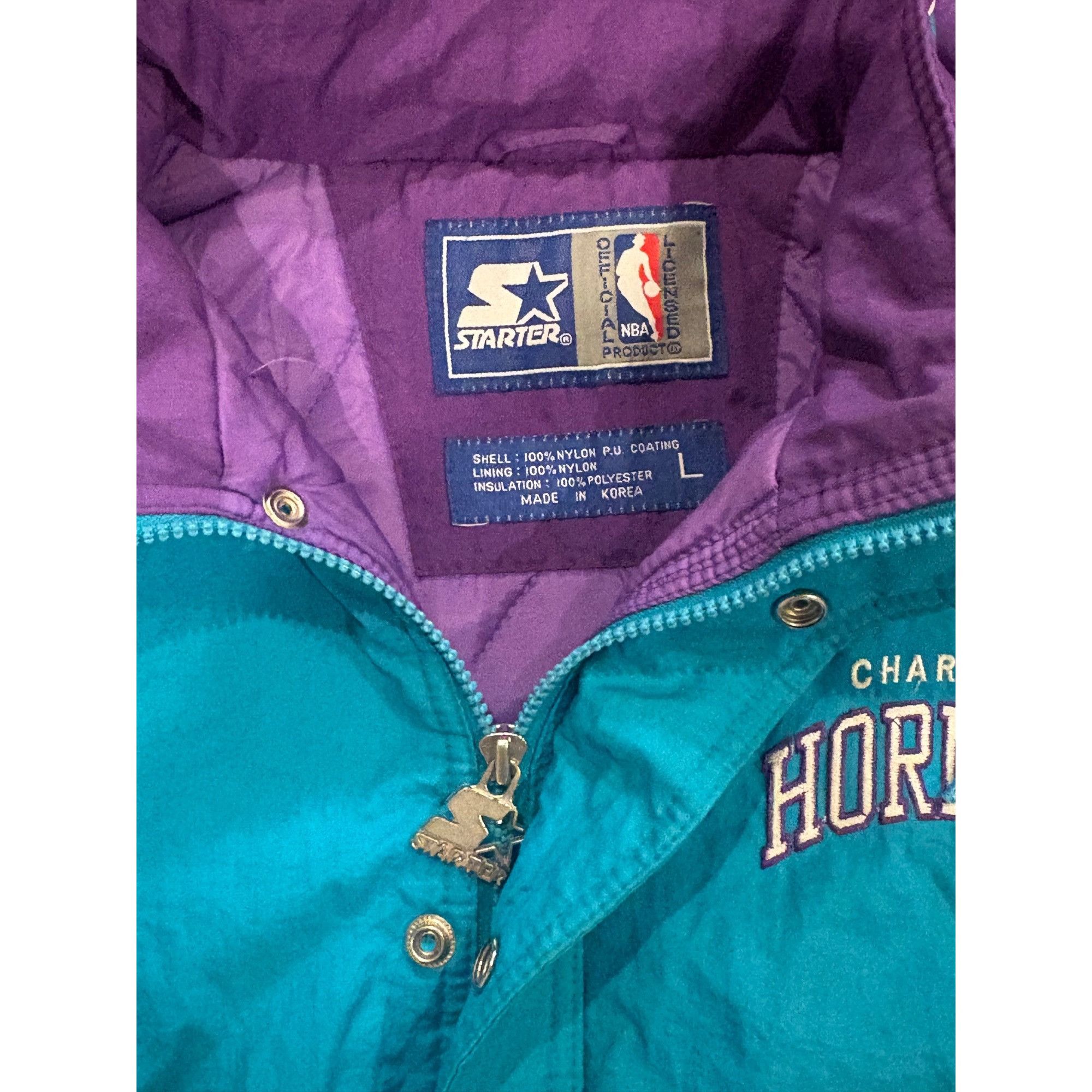 Starter Vintage 90s Starter Charlotte Hornets NBA Full Zip Hooded Pu Size L / US 10 / IT 46 - 6 Thumbnail