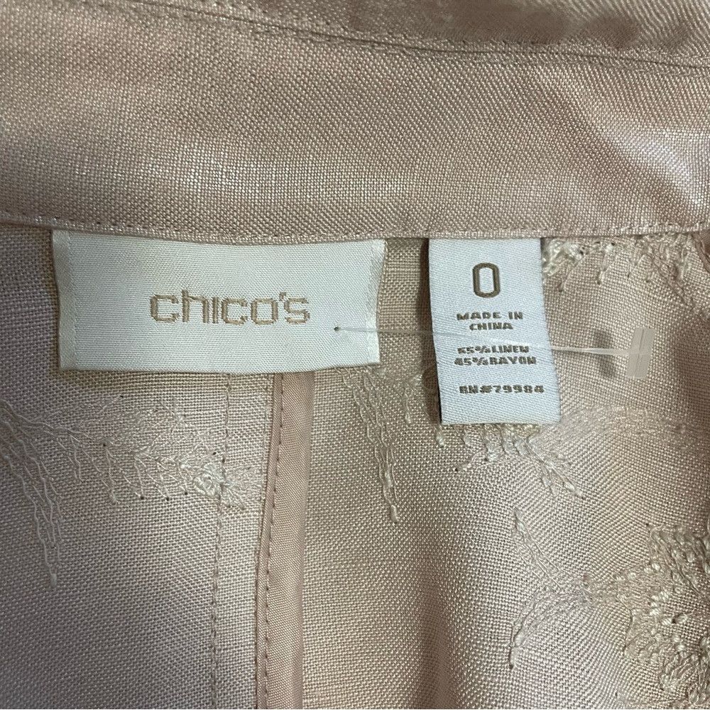 Chicos New Chico's Linen Foil Embroidered Jeans Pink Jacket Size 0 Size S / US 4 / IT 40 - 8 Thumbnail