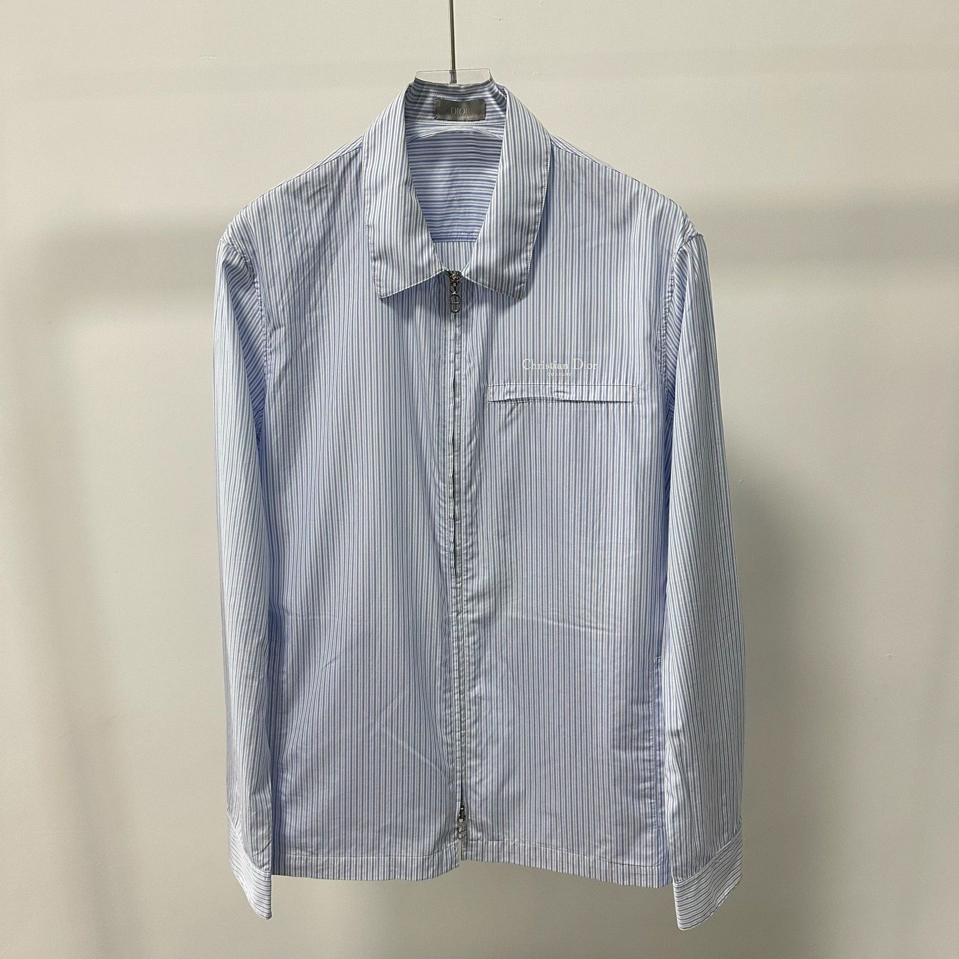 Dior Dior 24SS Embroidered Logo Blue Zip Striped Shirt Size US M / EU 48-50 / 2 - 1 Thumbnail