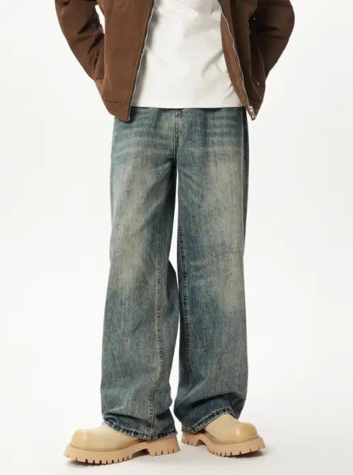 Japanese Brand × Jean American style distressed men's street wide-leg jeans Size US 32 / EU 48 - 1 Thumbnail