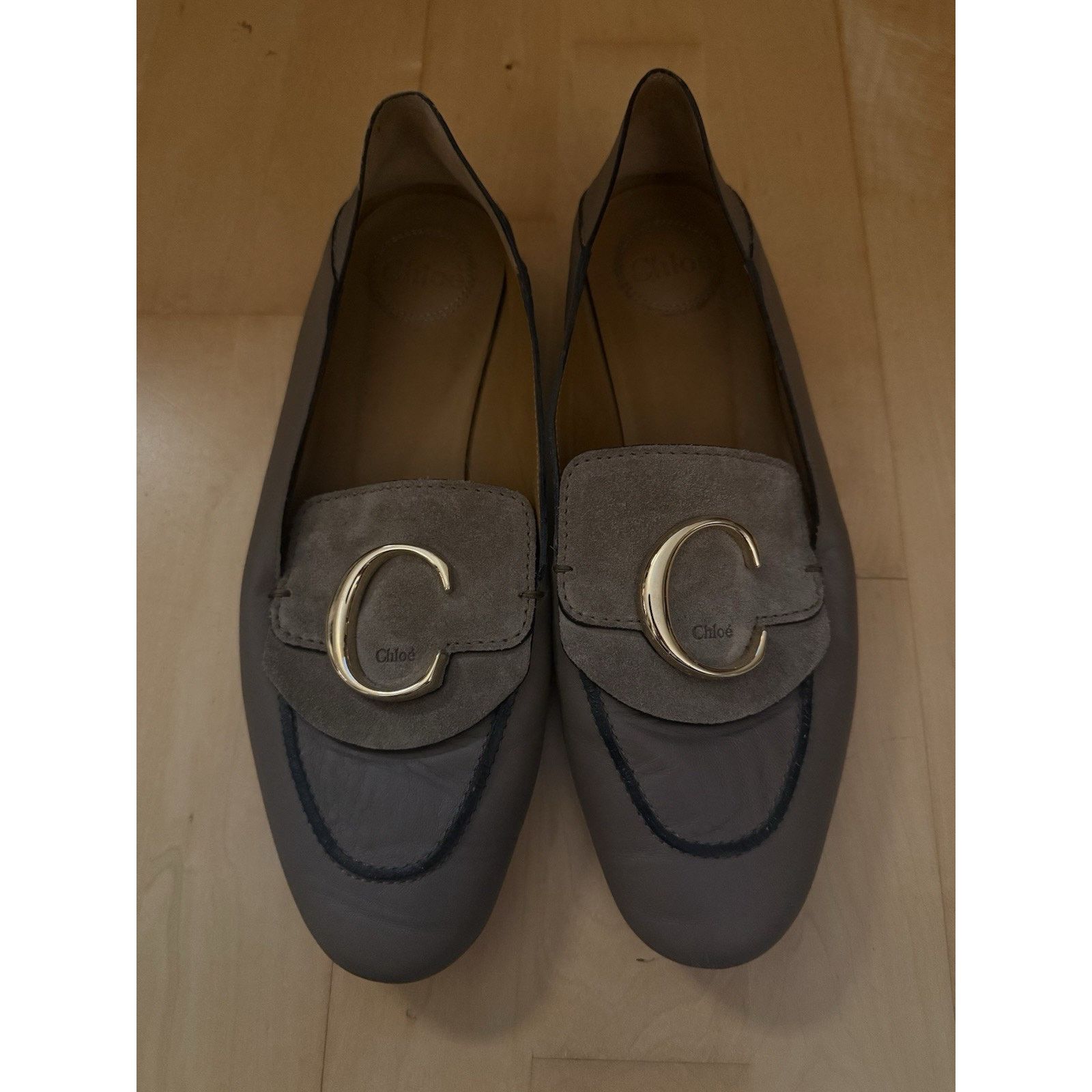 Chloe Chloe Leather Loafers Tan Taupe Logo Convertible Flats 40 Size US 9 / IT 39 - 2 Thumbnail