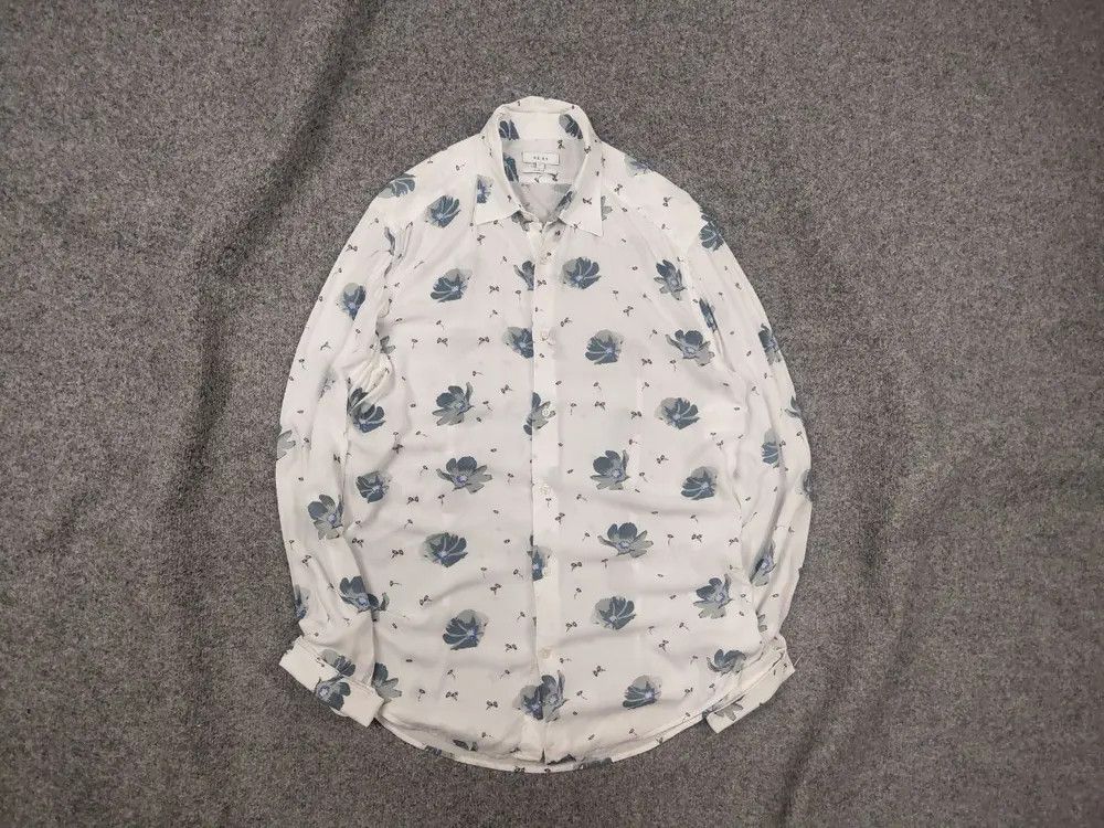 Reiss Reiss white viscose casual Button Shirt blue flower logo Size US L / EU 52-54 / 3 - 1 Thumbnail