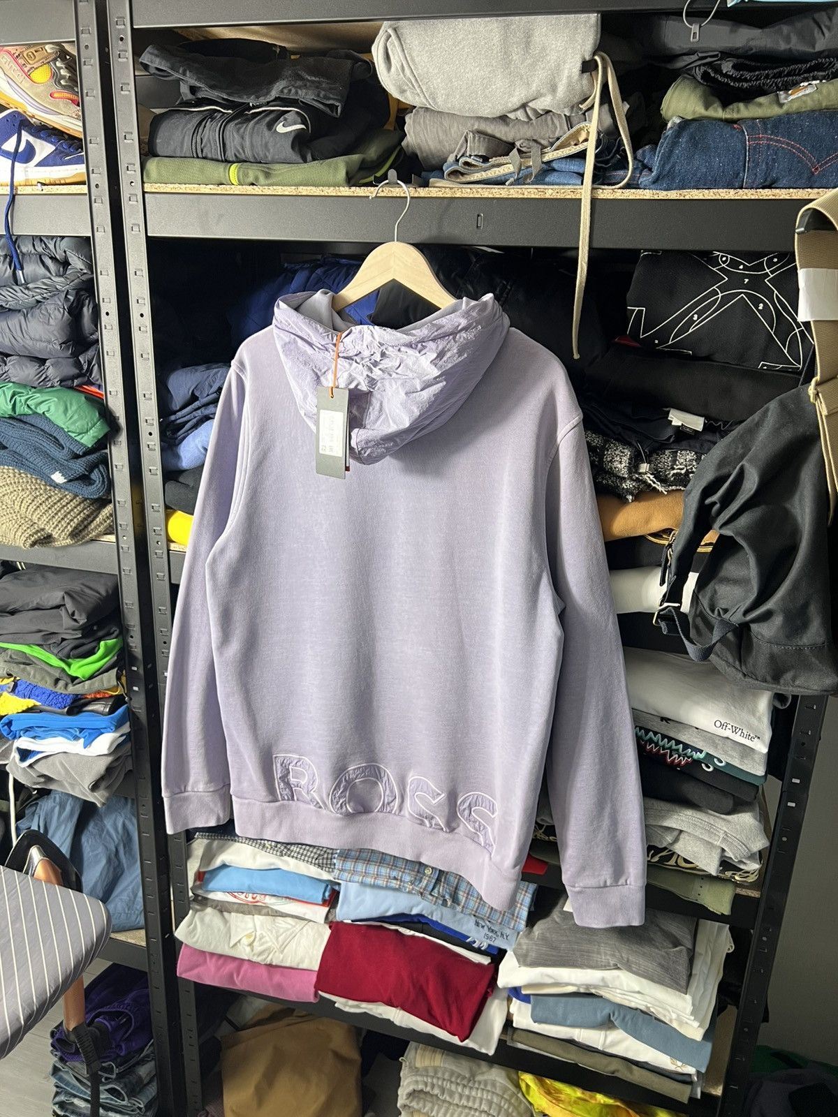 Hugo Boss BOSS Hoodie Lilac Purple Nylon Logo Hood Factory Washed Look Size US XL / EU 56 / 4 - 2 Thumbnail