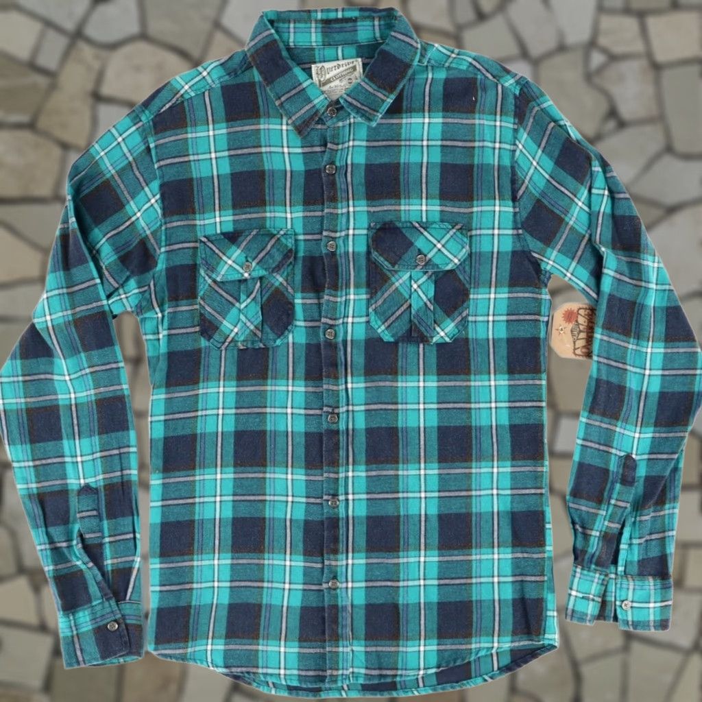 Vintage Overdrive Lightweight Flannel Cotton Plaid Shirt Green Men's M Size US M / EU 48-50 / 2 - 1 Thumbnail