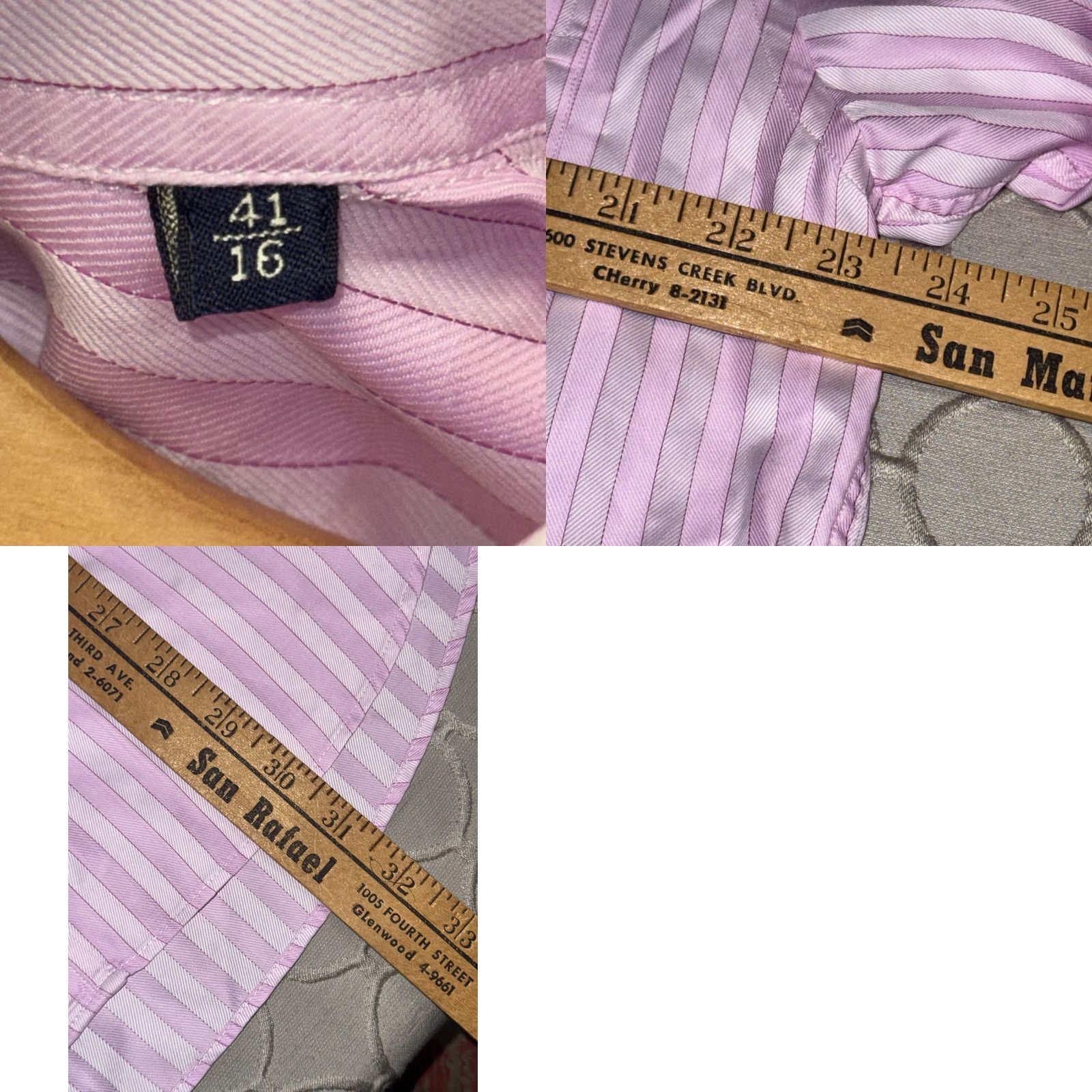 Canali Canali Shirt Mens 16 41 Pink White Stripe Dress Front Button Made Italy Size 42R - 8 Thumbnail