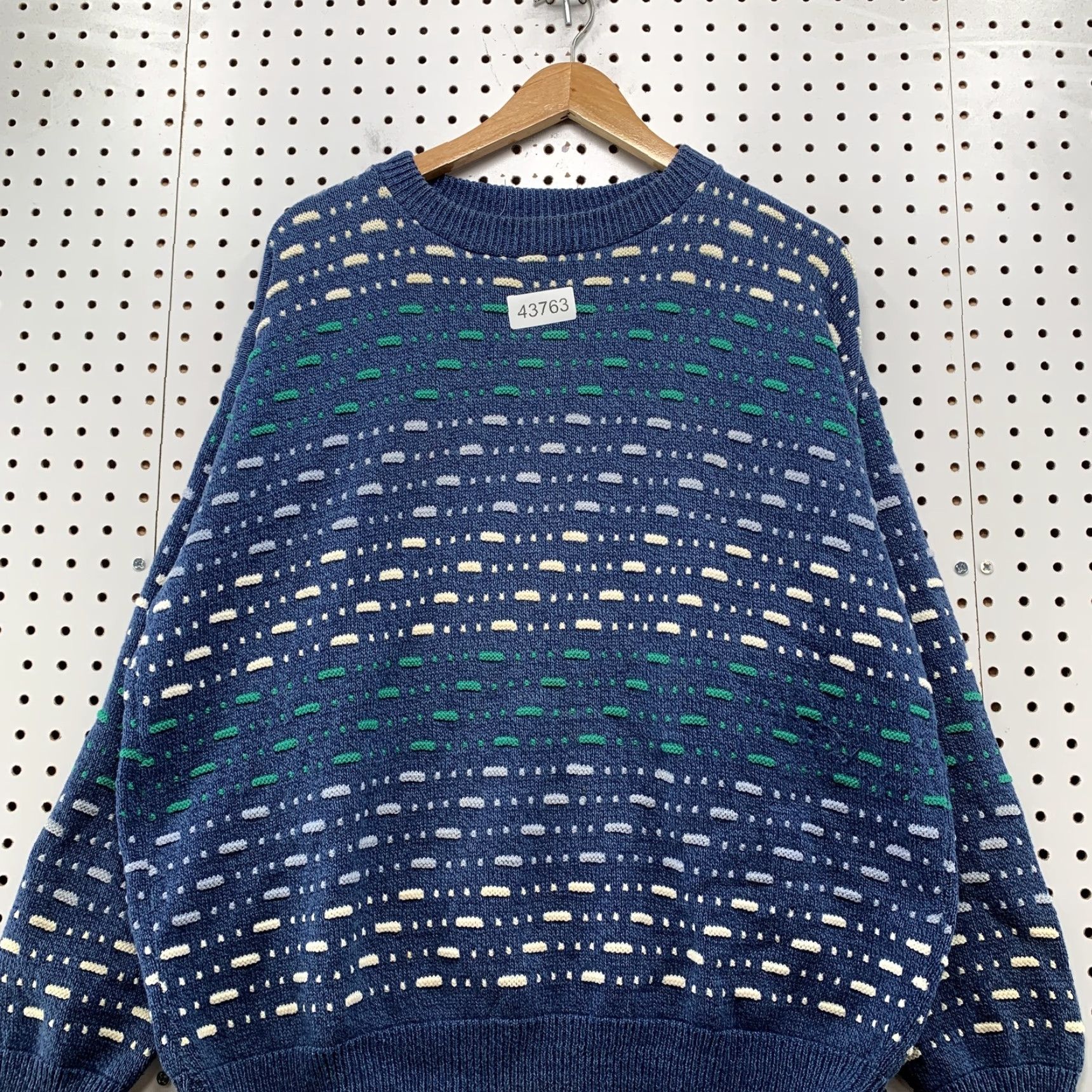 Vintage VINTAGE Peconic Bay Traders 3d Knit Sweater Blue XL Crewneck Pullover Made in USA Mens Sweatshirt Knit Pullover Geometric Pattern Winter 3d Knit Size US XL / EU 56 / 4 - 2 Thumbnail