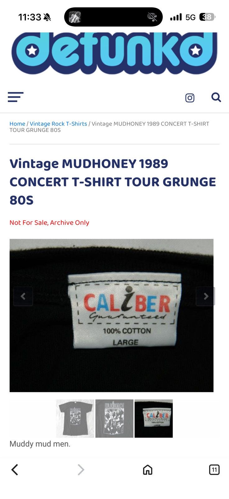 Band Tees Vintage MUDHONEY 1989 CONCERT T-SHIRT TOUR GRUNGE 80S Size US L / EU 52-54 / 3 - 13 Thumbnail