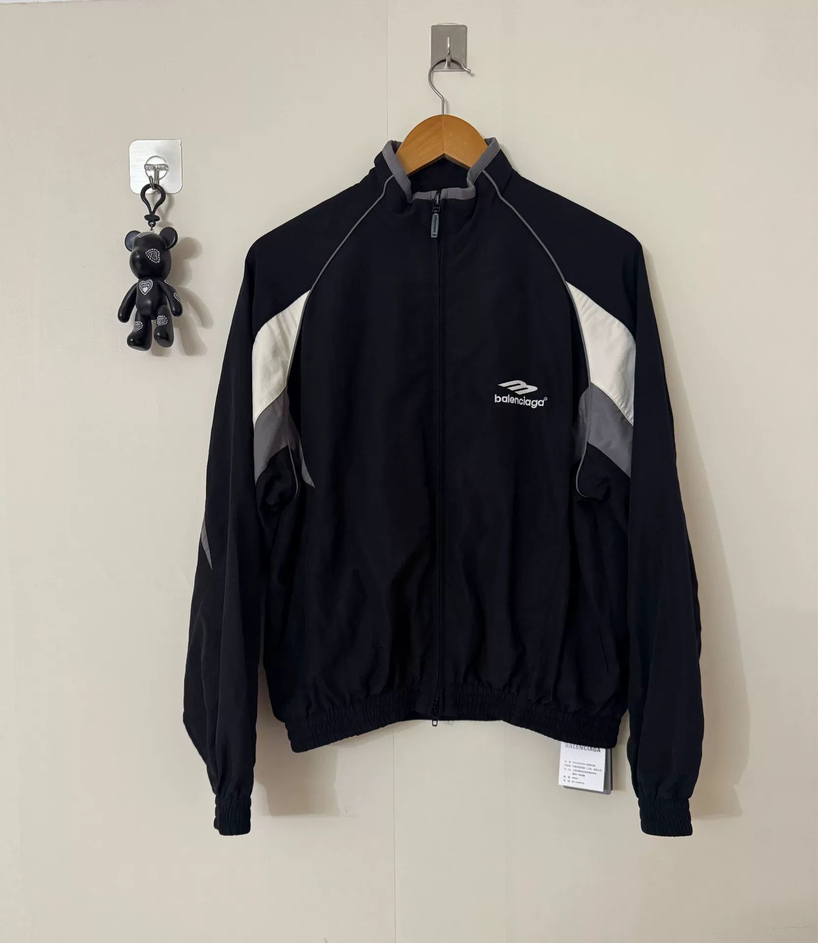 balenciaga logo embroidered school jacket
