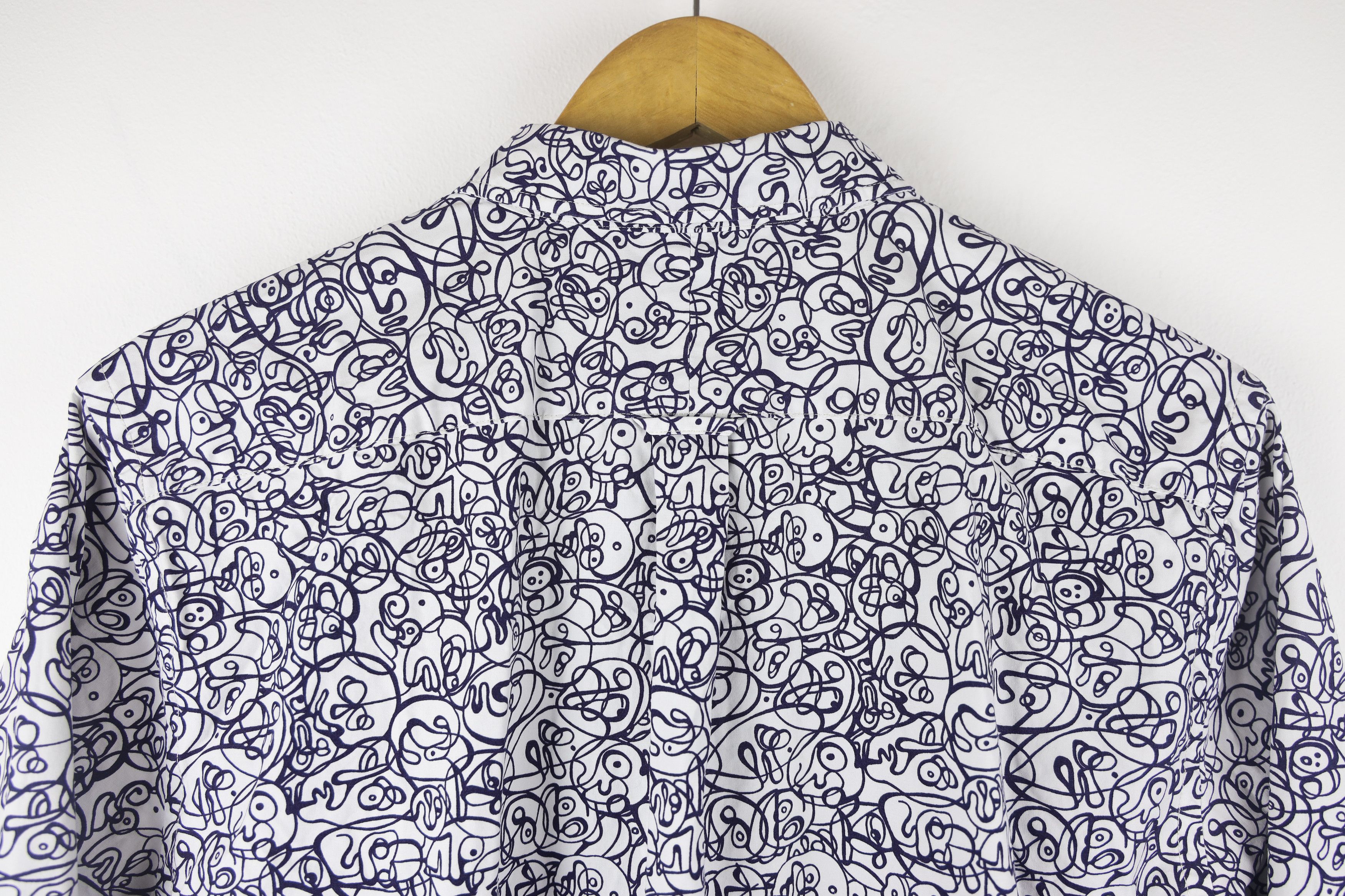 Bellerose Bellerose Mire Abstract Cotton Oxford Shirt Avant Garde Size US XL / EU 56 / 4 - 5 Thumbnail