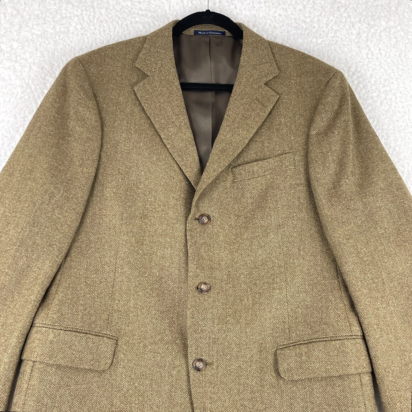Lands' End Lands' End Blazer Jacket Mens 43 R Brown 100% Wool Tweed Long Sleeve Office Size US XL / EU 56 / 4 - 2 Thumbnail