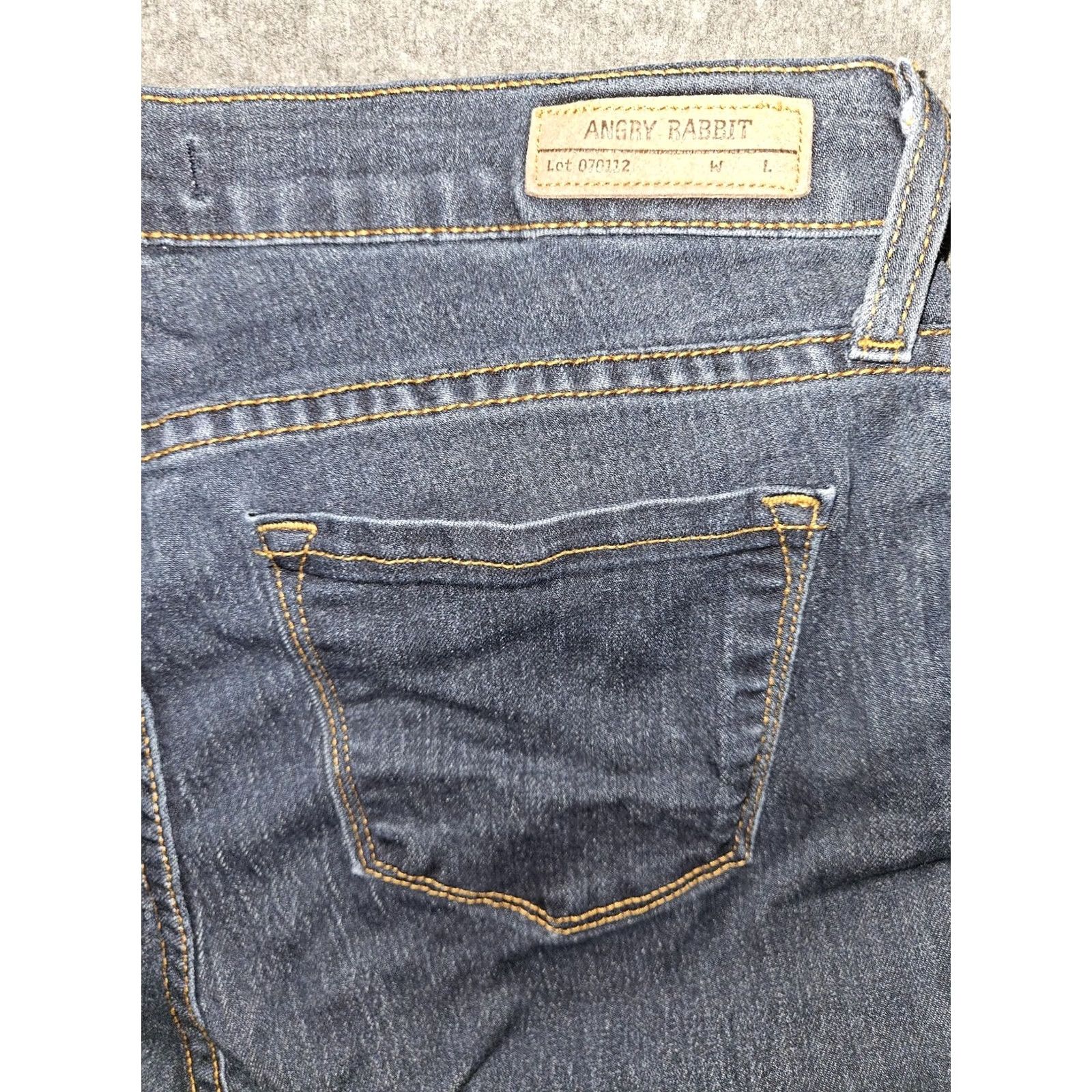 Vintage Angry Rabbit Jeans Womens 29/9 Blue Dark Wash Mid Rise Bootcut Stretch Denim Size 29" - 8 Thumbnail