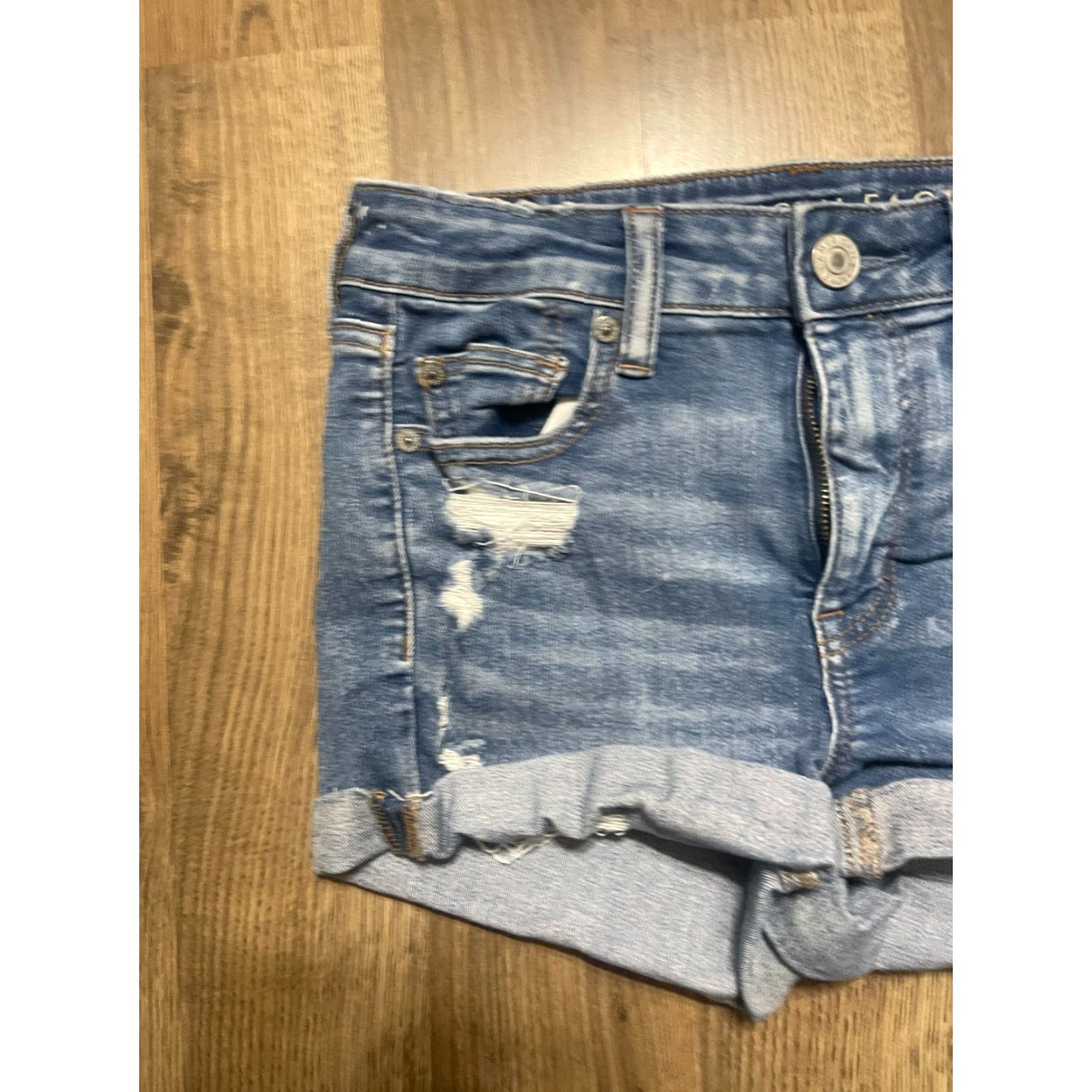 American Eagle Outfitters American Eagle Shorts Women's Size 4 Blue Denim Cut Off Distressed Stretch Size 27" / US 4 / IT 40 - 3 Thumbnail