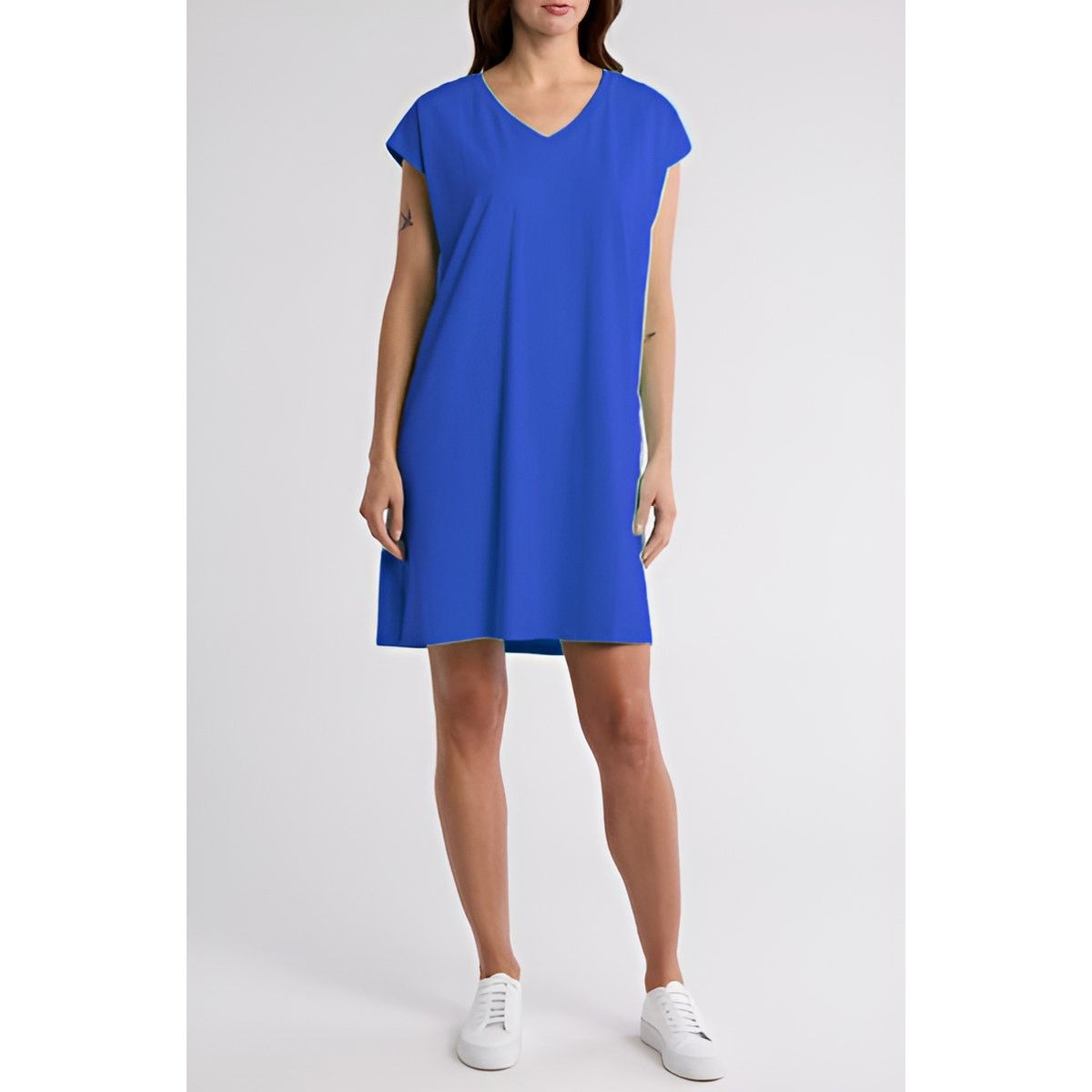 Eileen Fisher Eileen Fisher Organic Linen Jersey V-Neck T-Shirt Dress XXSP Size XS / US 0-2 / IT 36-38 - 1 Thumbnail