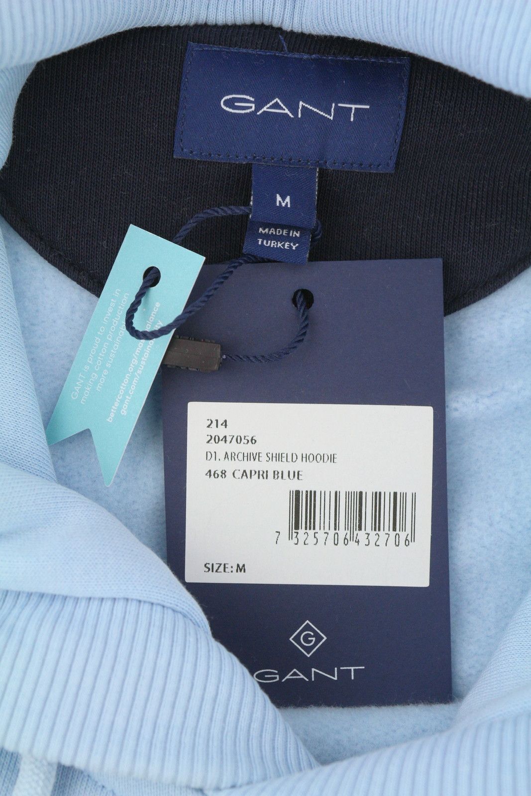 Gant ARCHIVE SHIELD M Capri Blue Logo Hoodie 87238 Size US M / EU 48-50 / 2 - 6 Thumbnail