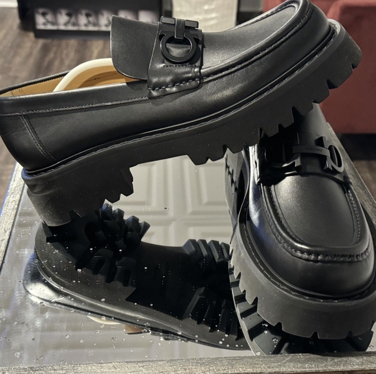 Salvatore Ferragamo Florian Leather Lug-Sole Platform Loafers Size US 8.5 / EU 41-42 - 1 Thumbnail
