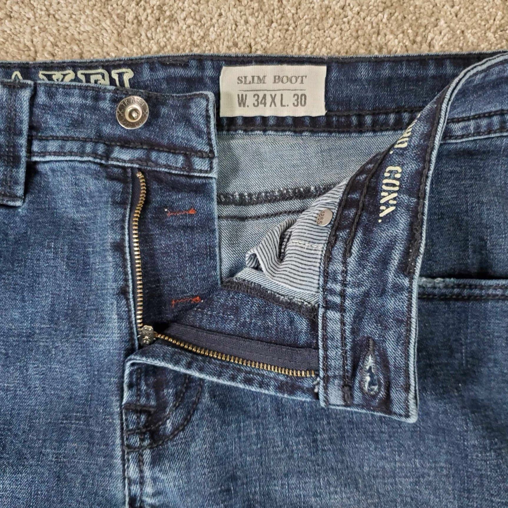 Denime VINTAGE Y2K TK Axel Jeans Blue 34x30 Mens Distressed Bootcut Slim Denim Rock Grunge Casual 5-Pocket Mens Size US 34 / EU 50 - 6 Thumbnail