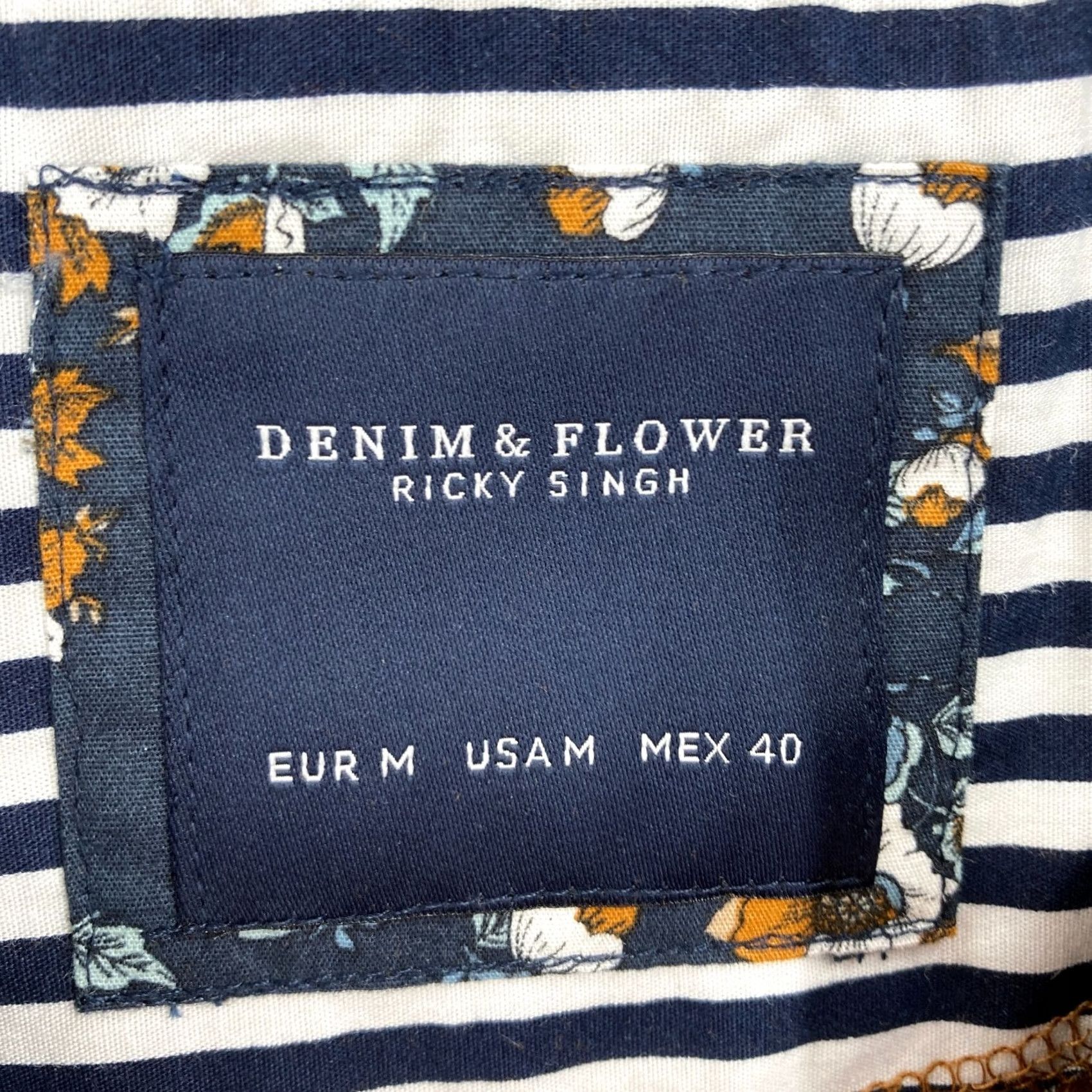 Denime Denim & Flower Ricky Singh Panelled Houndstooth T-Shirt Mens Color Block Medium Brown Cotton Knit Long Sleeve Crew Neck Casual Shirt Size US M / EU 48-50 / 2 - 4 Thumbnail