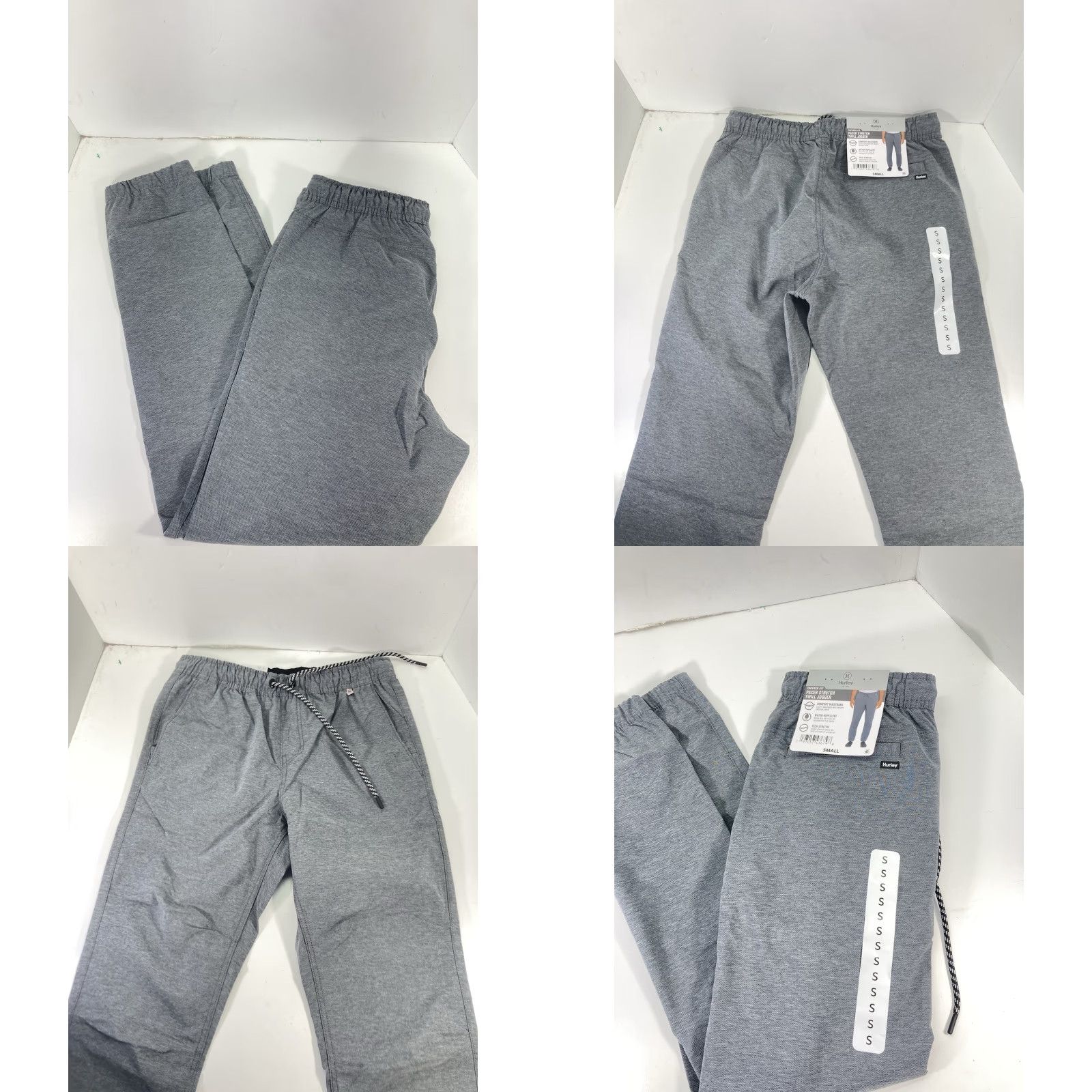 Hurley Hurley Pacer Jogger Pants Gray 30X32 Elastic Waist Drawstring NWT Adults Mens Small Regular Twill Stretch Size US 29 - 8 Thumbnail