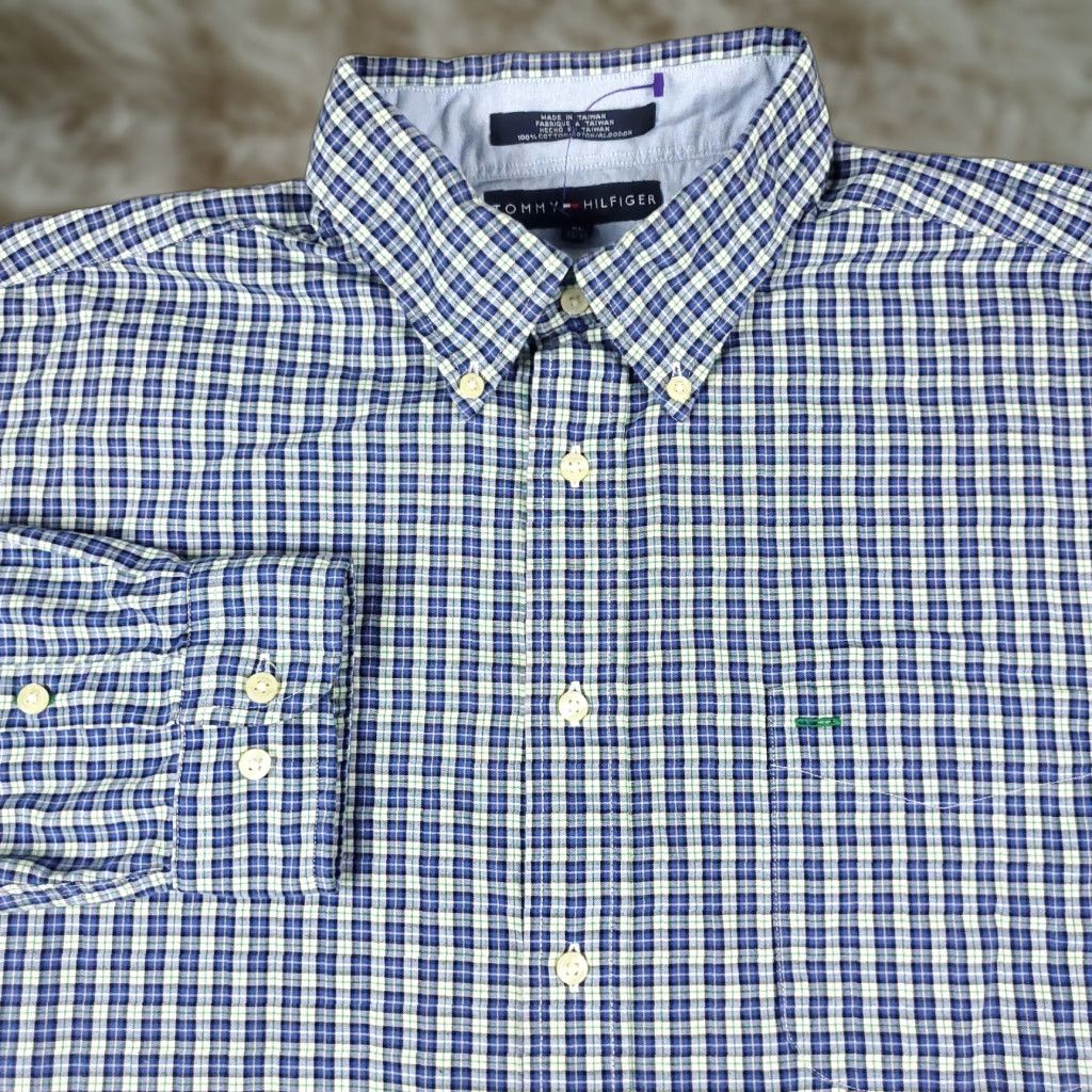 Tommy Hilfiger Tommy Hilfiger Shirt Mens XL Blue Plaid Casual Button Up Long Sleeve Size US XL / EU 56 / 4 - 1 Thumbnail