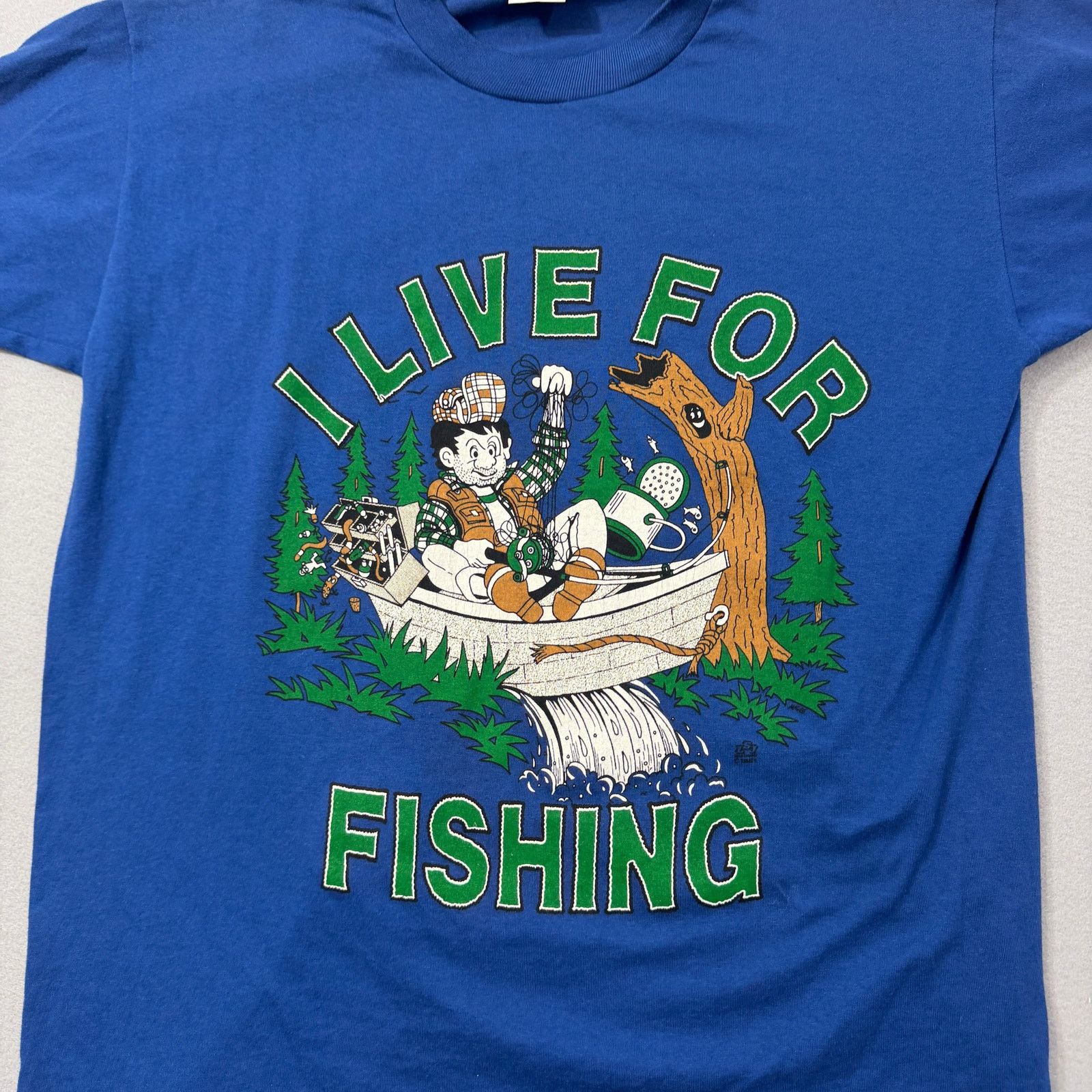 Vintage Vintage I Love For Fishing Shirt Extra Large Blue 90s USA Size US XL / EU 56 / 4 - 3 Thumbnail
