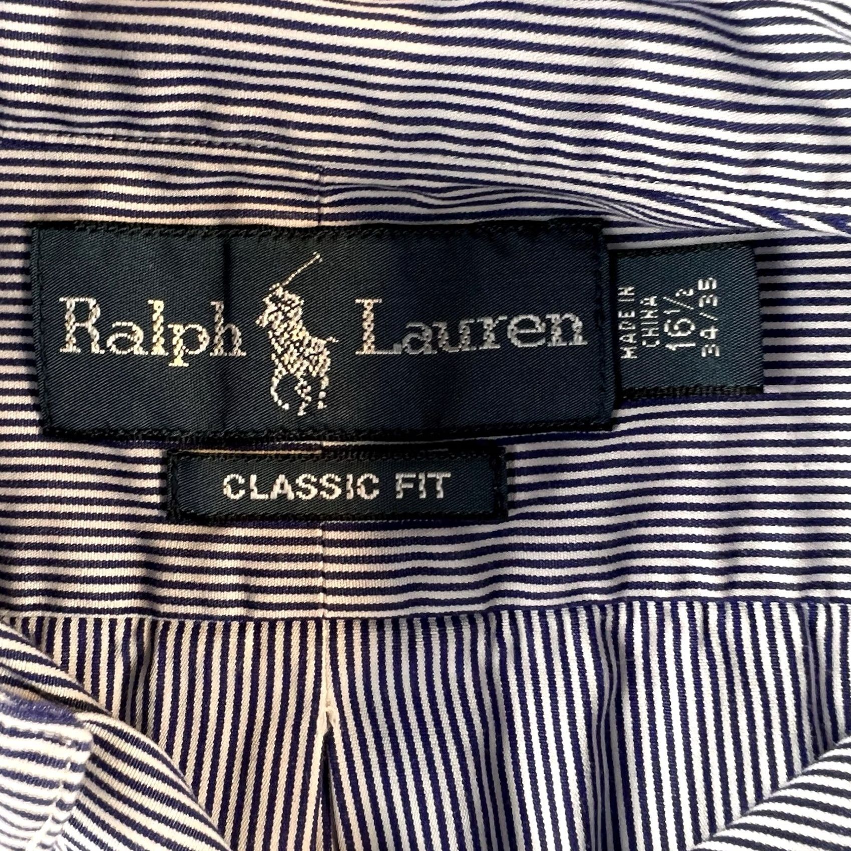 Ralph Lauren VINTAGE Ralph Lauren Mens Blue White Striped Classic Fit Button Down Shirt 16.5 34/35 Cotton Dress Shirt Long Sleeve Size US XL / EU 56 / 4 - 3 Thumbnail