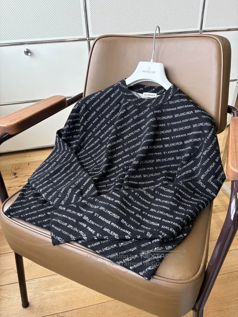 Balenciaga Balenciaga Black Logo Printed Round Neck Knitwear, Size 38 Size XS / US 0-2 / IT 36-38 - 4 Thumbnail