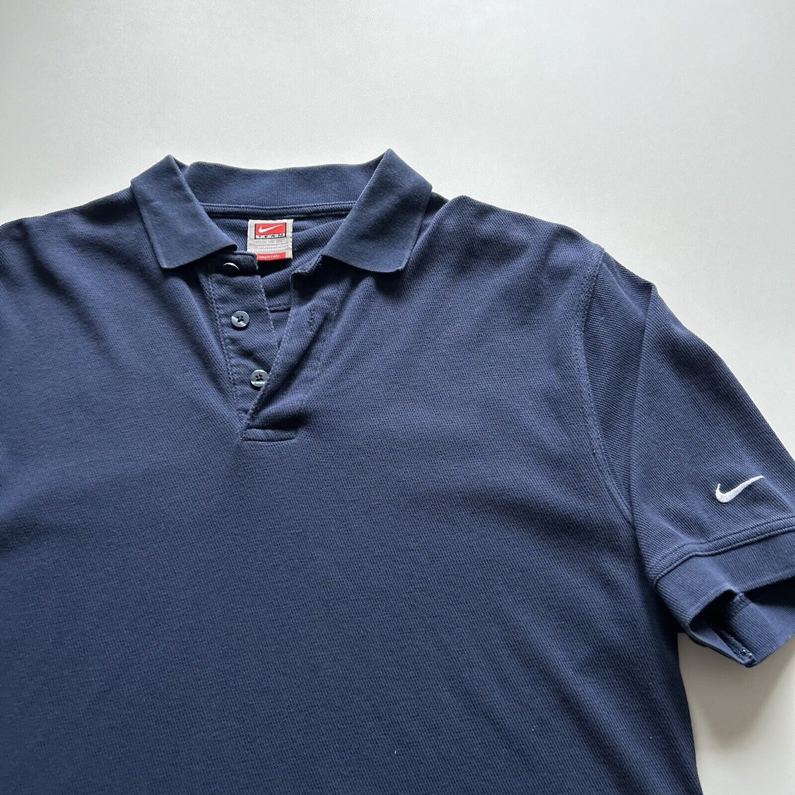 Nike Vintage Y2K Nike Swoosh Collared T Shirt Sz Small Navy Blue Size US S / EU 44-46 / 1 - 2 Thumbnail