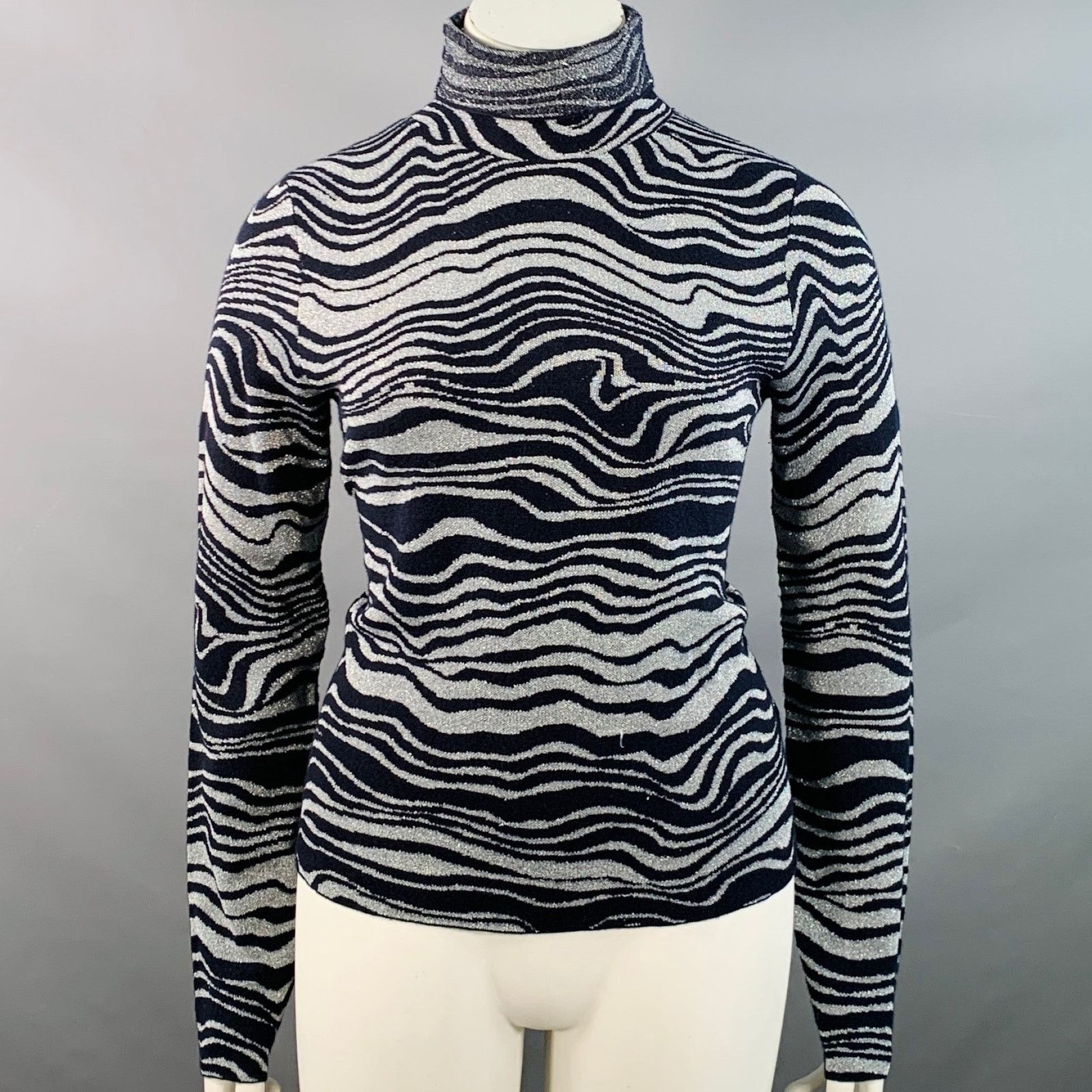 Sies Marjan Silver Navy Cashmere Blend Marbled Turtleneck Pullover Size US L / EU 52-54 / 3 - 1 Thumbnail