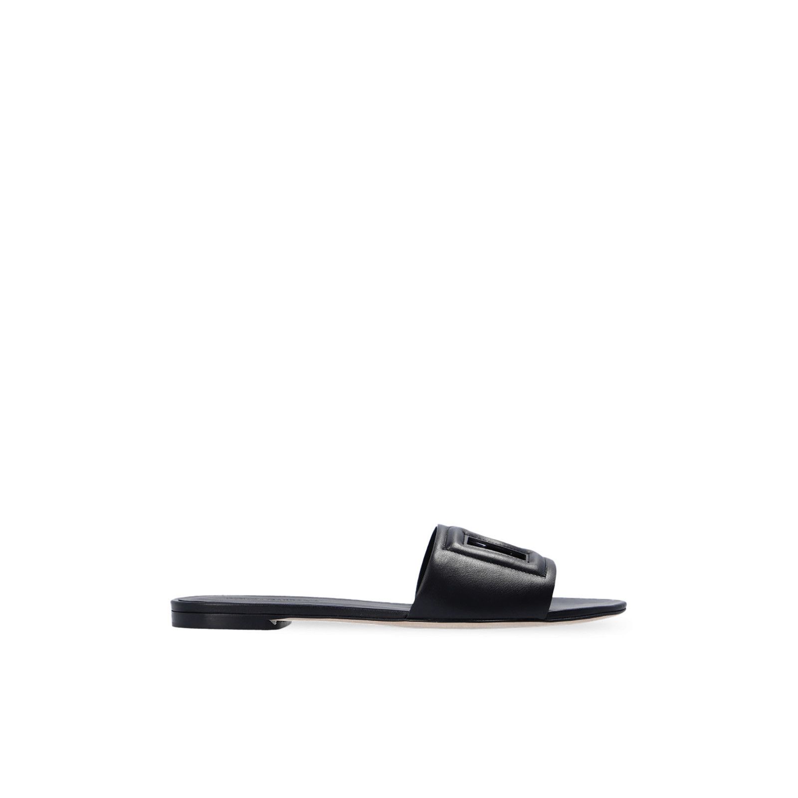 DOLCE&GABBANA Bianca Black Leather Slides New & Authentic (W