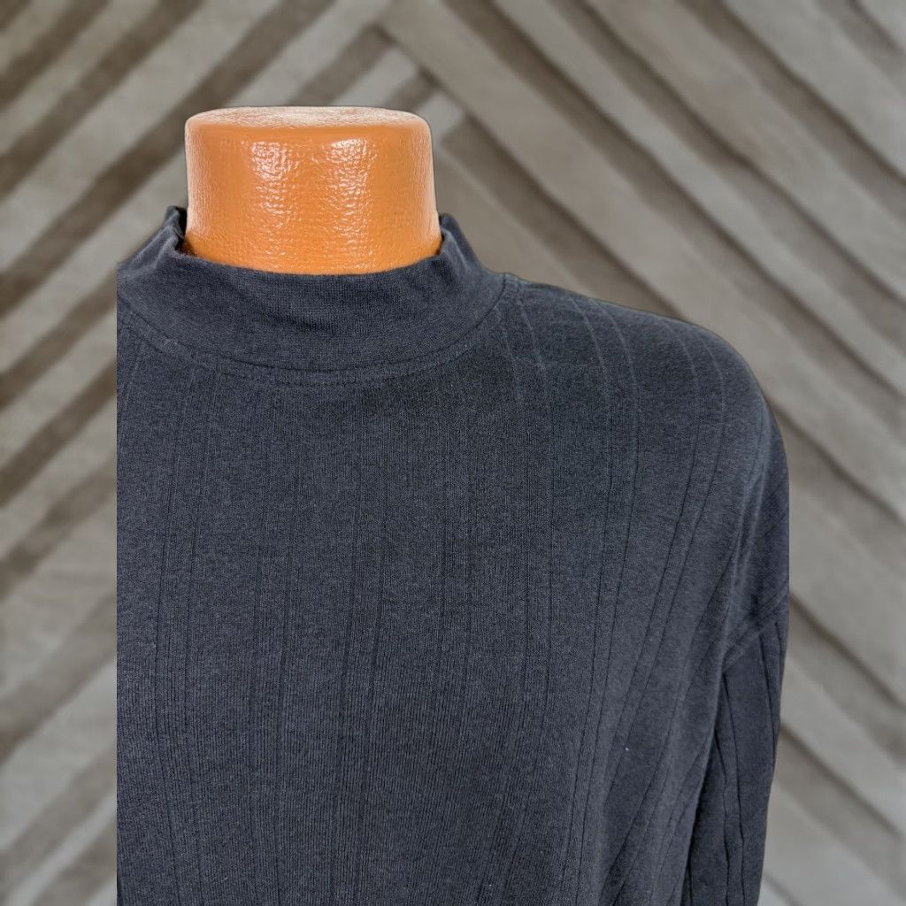 Vintage Vintage Vintage Ribbed Mock Neck Shirt Men XL Stretchy Minimal Preppy Black Rayon Cotton Size US XL / EU 56 / 4 - 1 Thumbnail