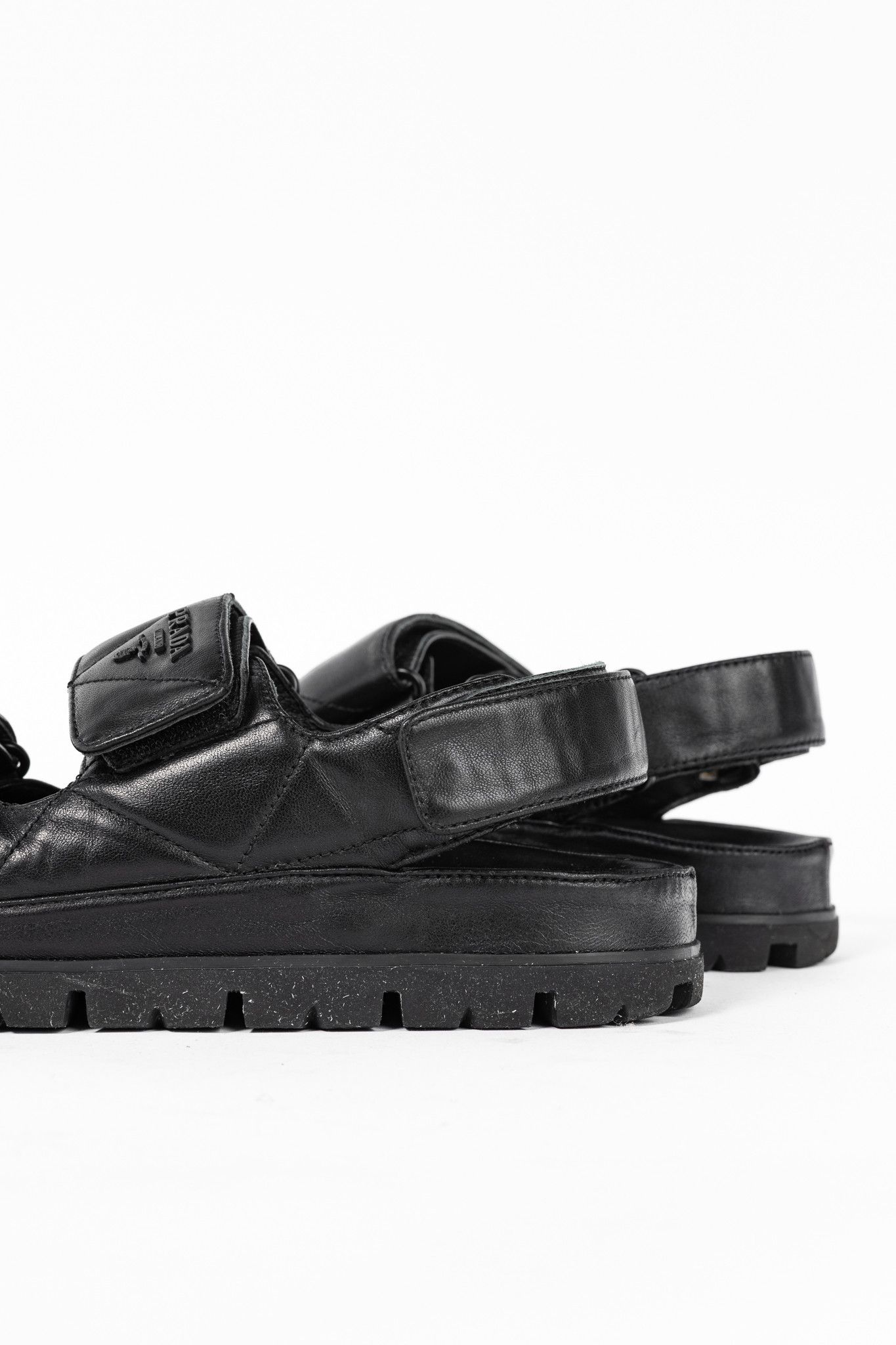 Prada Prada Black Quilted Lamb Leather Sandals Size US 5.5 / IT 35.5 - 9 Thumbnail