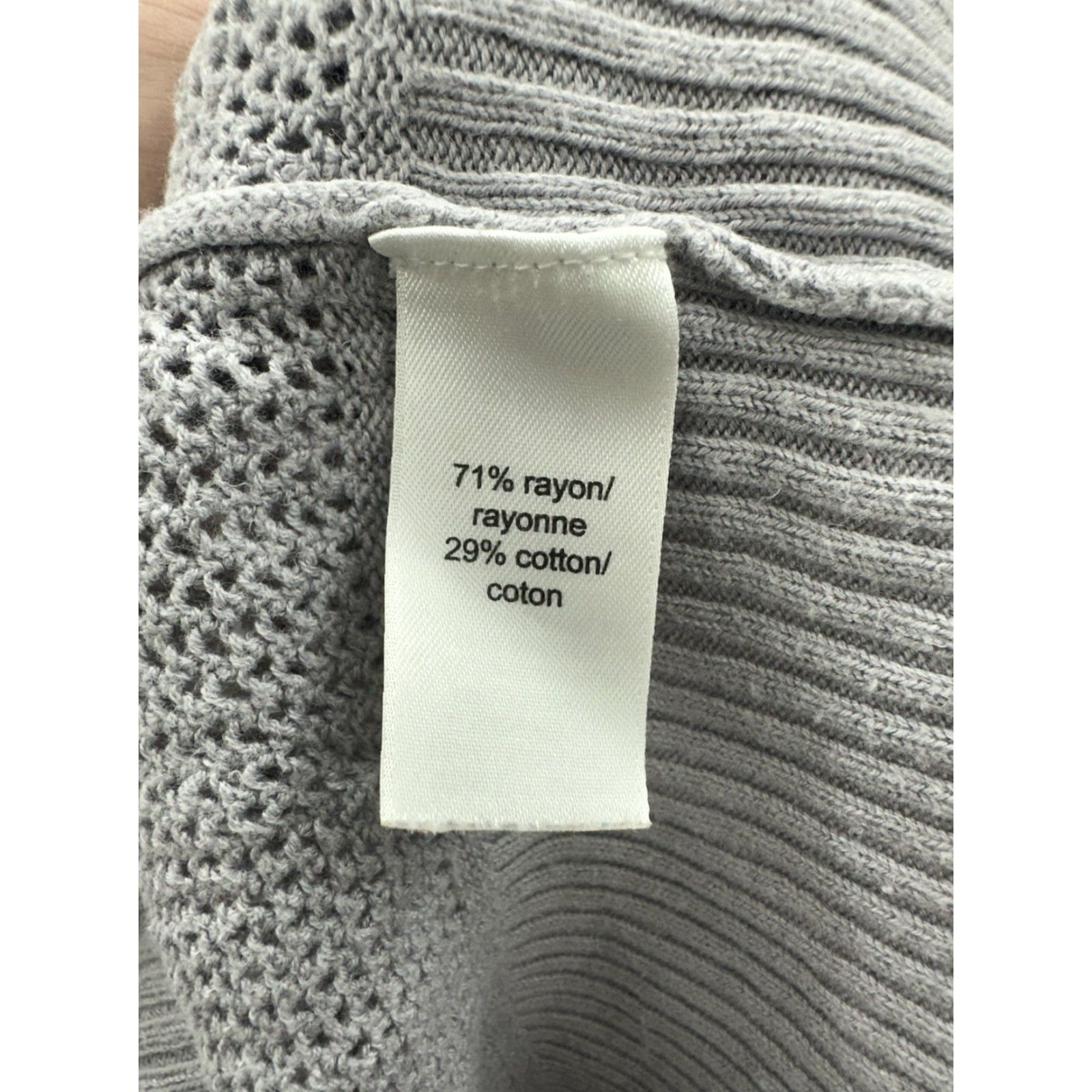Vintage Maurices Womens Blouse XL Gray Open Knit Short Sleeve Shirt Regular Cotton Rayon Knit Open Collarless Classic Theme Mens Womens Girls? Size XL / US 12-14 / IT 48-50 - 4 Thumbnail