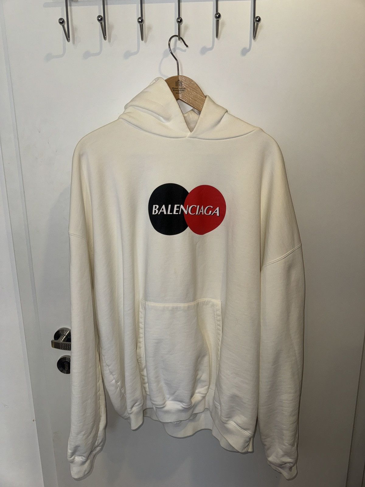 image of Balenciaga Logo Hoodie in White, Men's (Size Small)