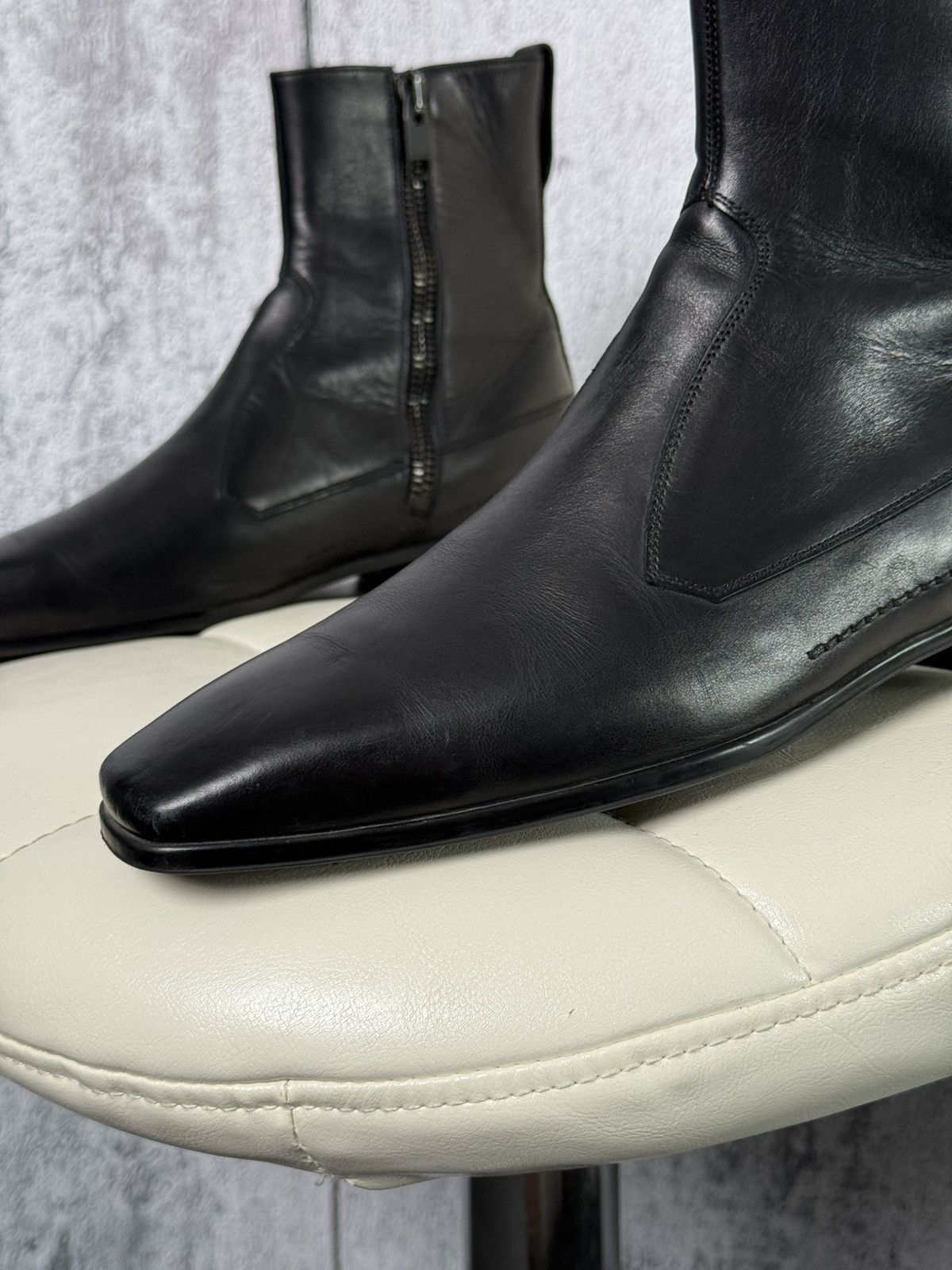 Dior × Hedi Slimane Dior Homme AW 2007 HEDI SLIMANE Era Zip-Up Leather Boots Size US 8.5 / EU 41-42 - 3 Thumbnail