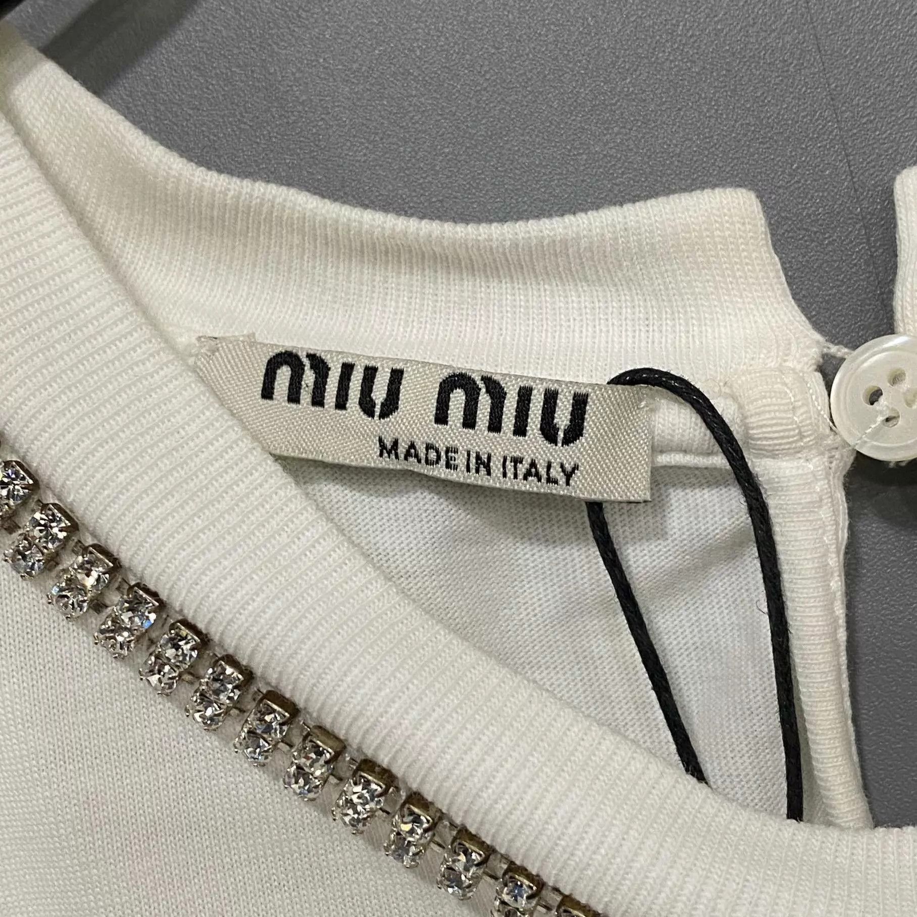 Miu Miu Miu Miu white rhinestone bow short-sleeve M Size M / US 6-8 / IT 42-44 - 4 Thumbnail