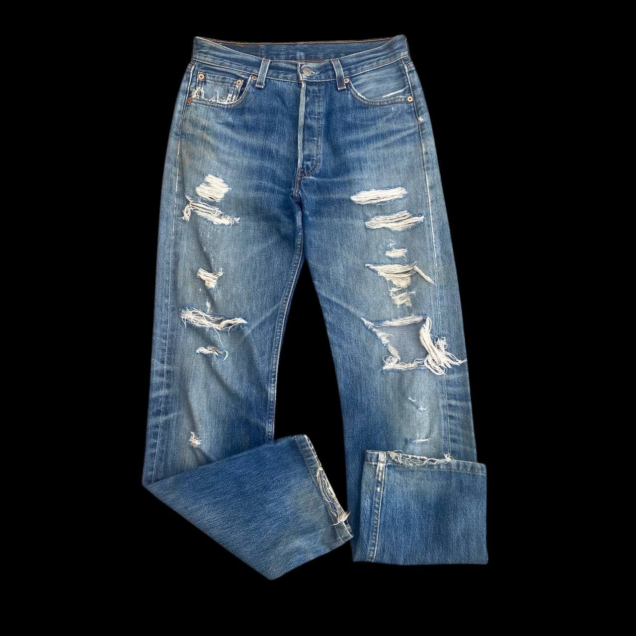 Levi's Vintage Clothing × Vintage KURT COBAIN VINTAGE LEVIS 501 DISTRESSED DIRTY JEAN BJ07-07 Size US 29 - 9 Thumbnail