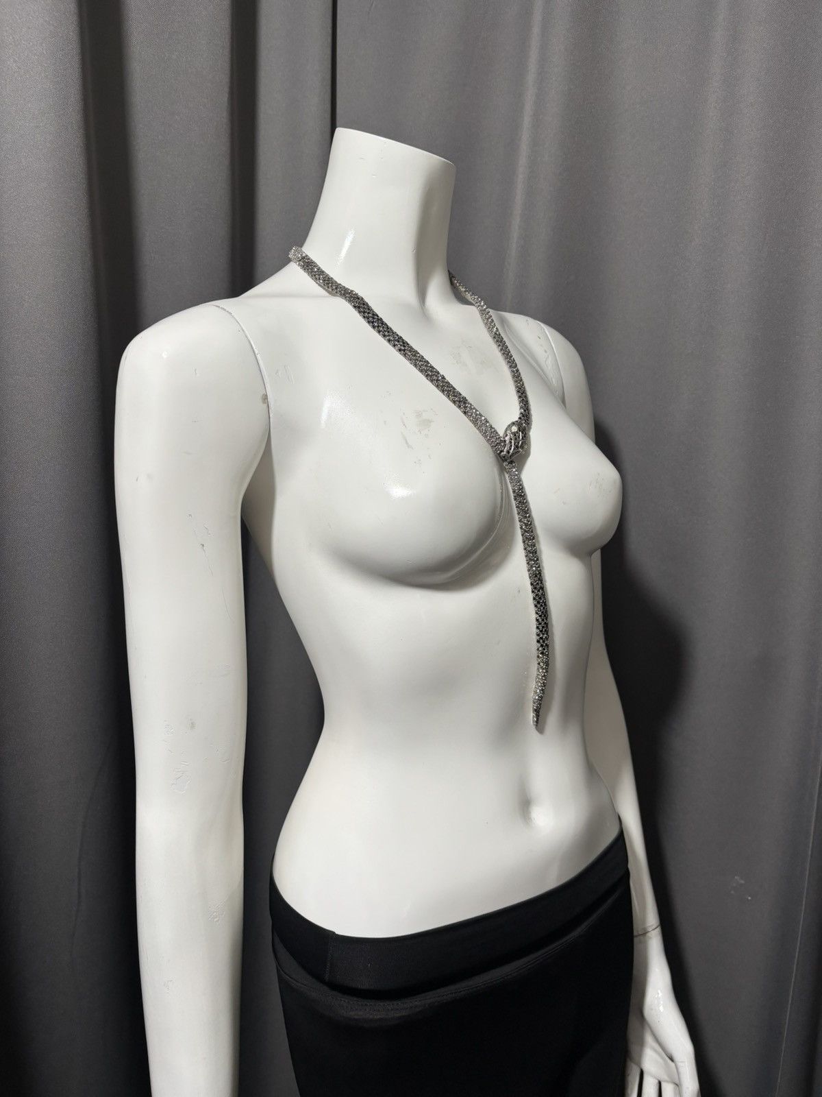 Valentino Valentino Snake Swarovski Crystal Silver Necklace Belt Size ONE SIZE - 2 Thumbnail