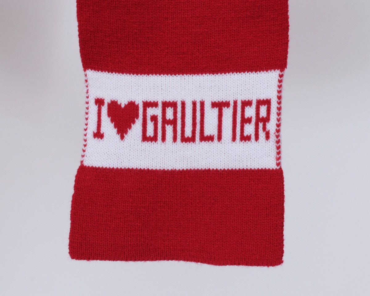Designer × Jean Paul Gaultier Jean Paul Gaultier I Love Red White Striped Unisex Scarf Size ONE SIZE - 3 Thumbnail