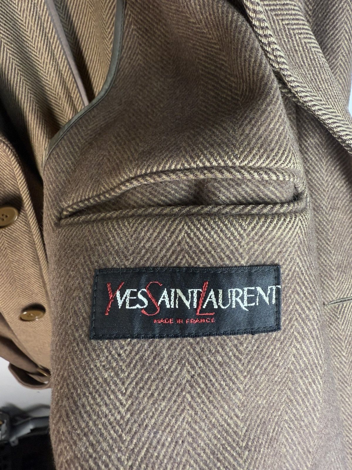 Yves Saint Laurent Wool YSL Coat Heavy Brown Soft Camel France Size US L / EU 52-54 / 3 - 6 Thumbnail