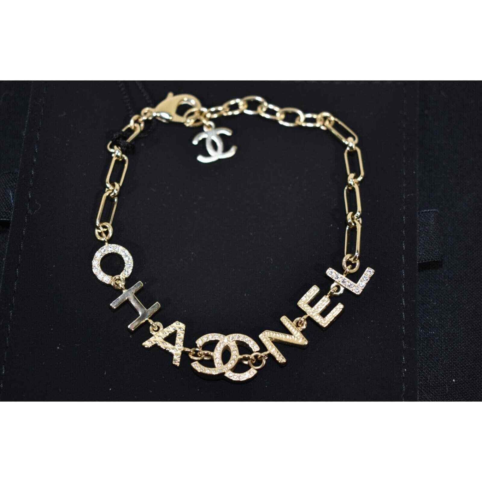 Chanel Chanel 22P Gold Chain Link Crystal Runway Arm Bracelet Size ONE SIZE - 3 Thumbnail