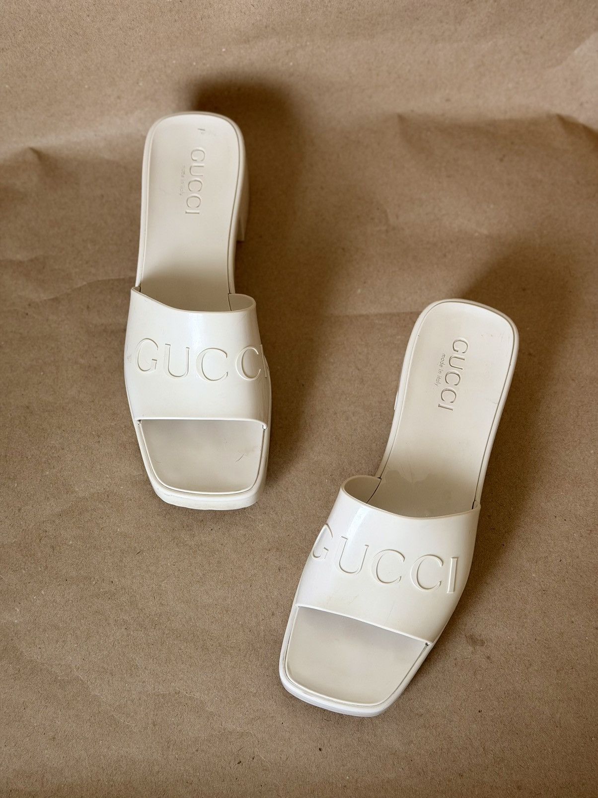 Gucci Gucci – Cream mule sandals with logo Size US 6 / IT 36 - 8 Thumbnail