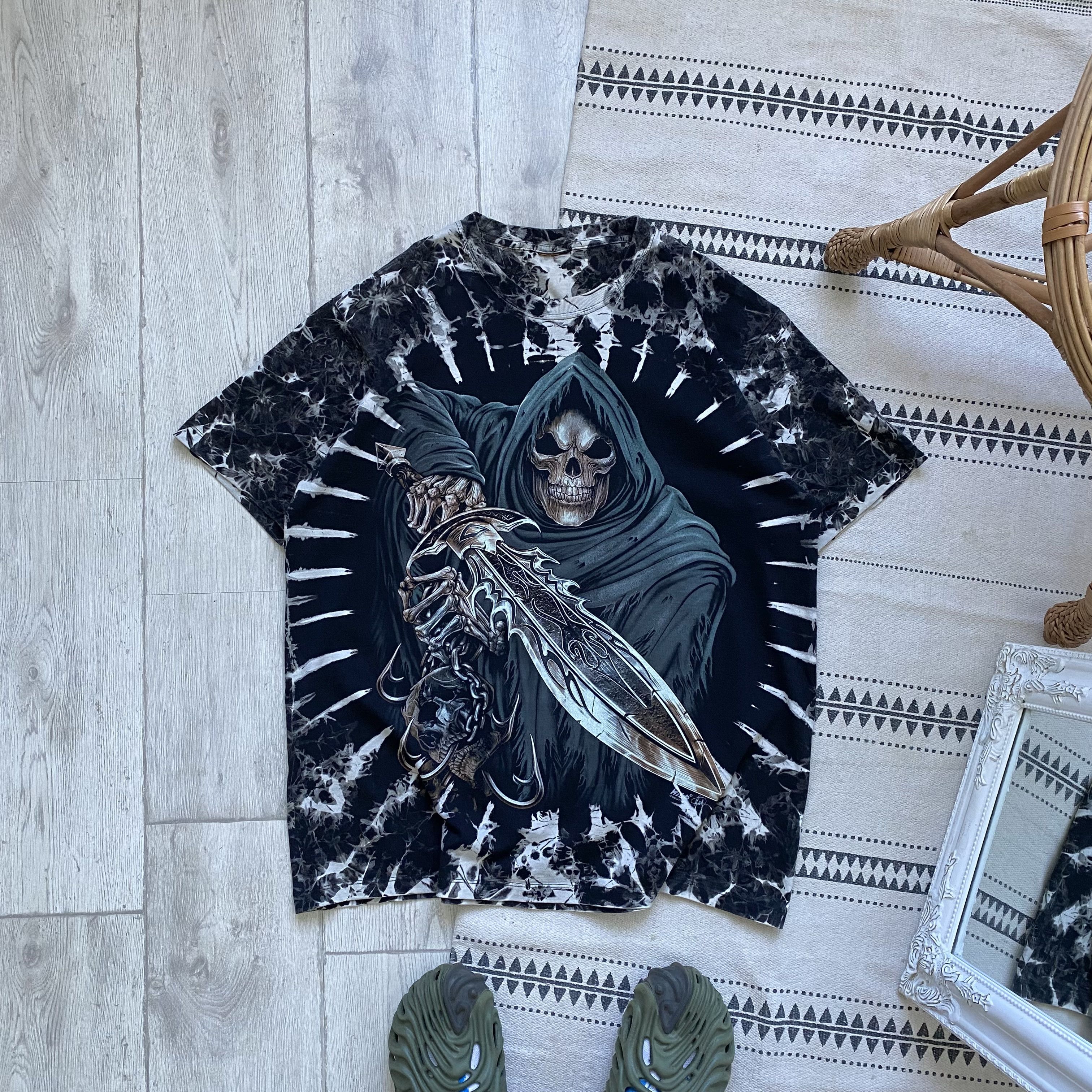 Band Tees ☠️ Vintage 90s Wild Skeleton heavy Tee tie dye rock style Size US L / EU 52-54 / 3 - 1 Thumbnail