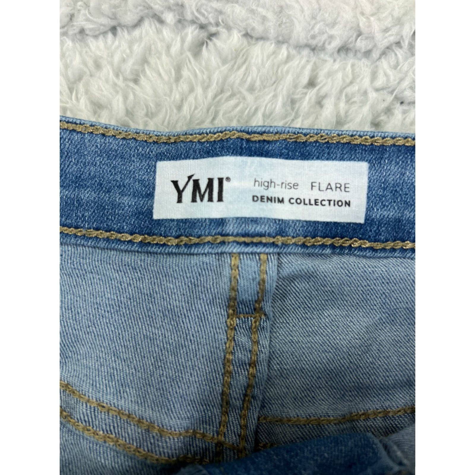 Vintage VINTAGE YMI Jeans Womens 13 Blue Denim Flared High Rise Distressed 26x32.5 Brown? Size 34" / US 12 / IT 48 - 3 Thumbnail