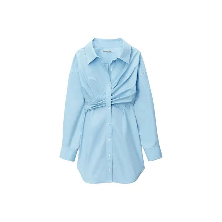 Alexander Wang Alexander Wang SS23 Blue Waist-Tie Long Sleeve Dress 0079 Size S / US 4 / IT 40 - 1 Thumbnail