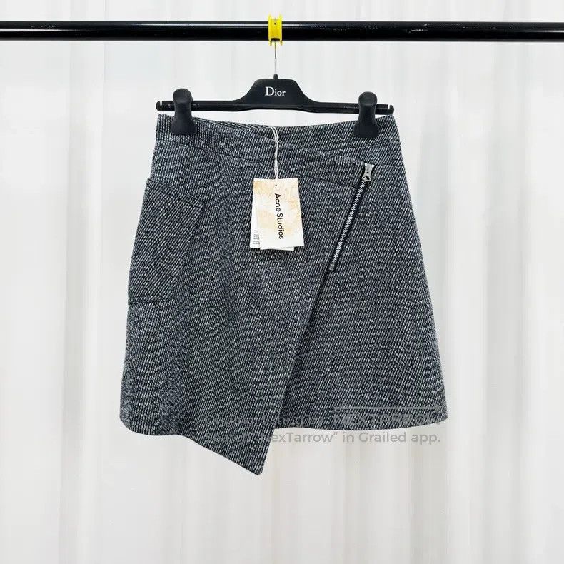Acne Studios Acne Studios Blue-Grey Wool Zipper Irregular Skirt Size 42" / US 20 - 1 Thumbnail