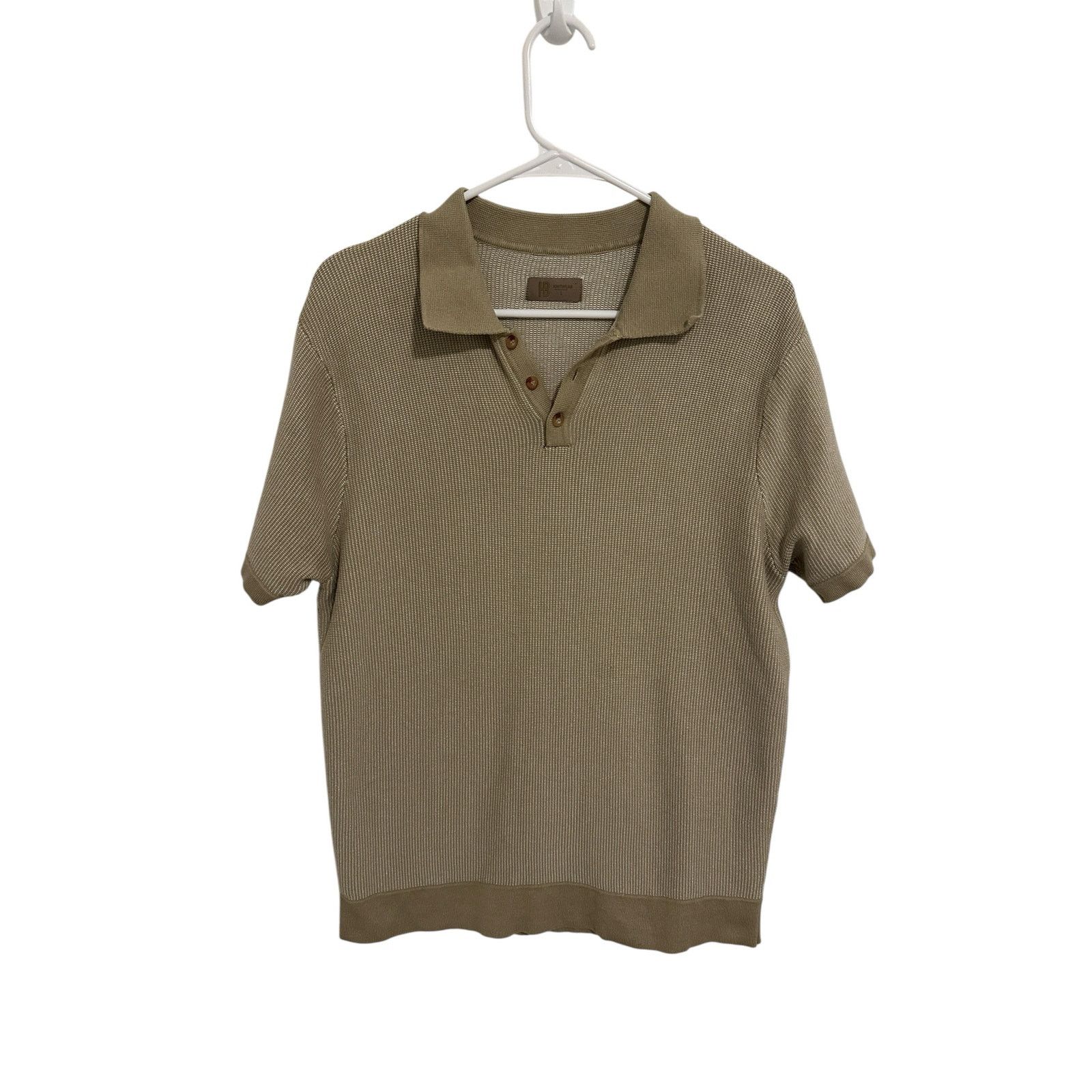 Hudson & Barrow HB Khaki Short Sleeve Button Up V-Neck Pullover Sweater Size US L / EU 52-54 / 3 - 1 Thumbnail