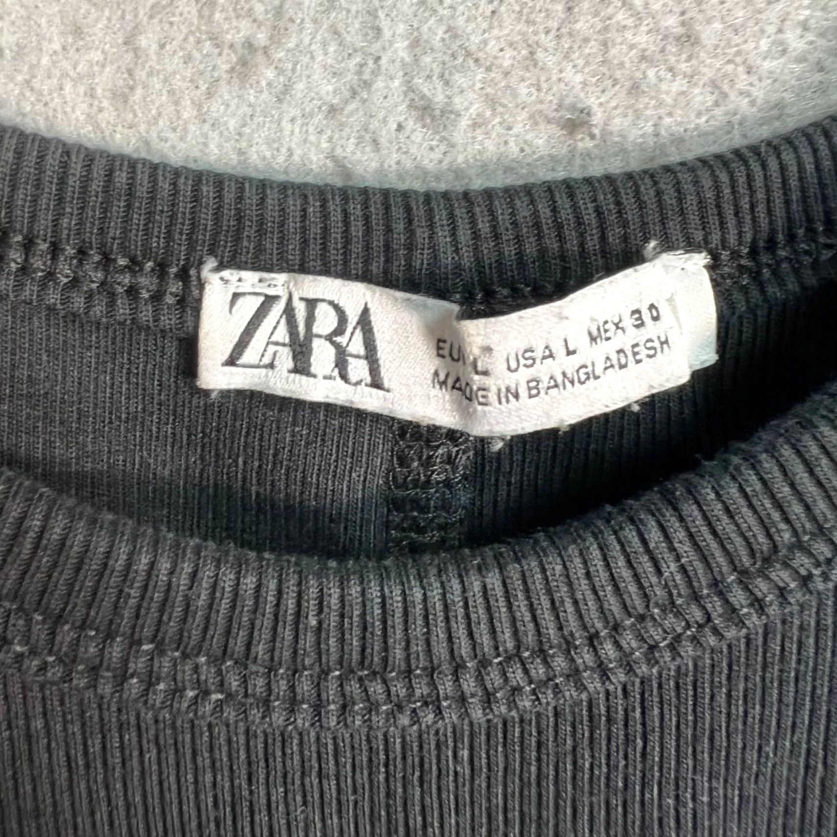 Zara Zara Black Crop Tank Top Womens Large Sleeveless Casual Knit Jersey Size L / US 10 / IT 46 - 3 Thumbnail